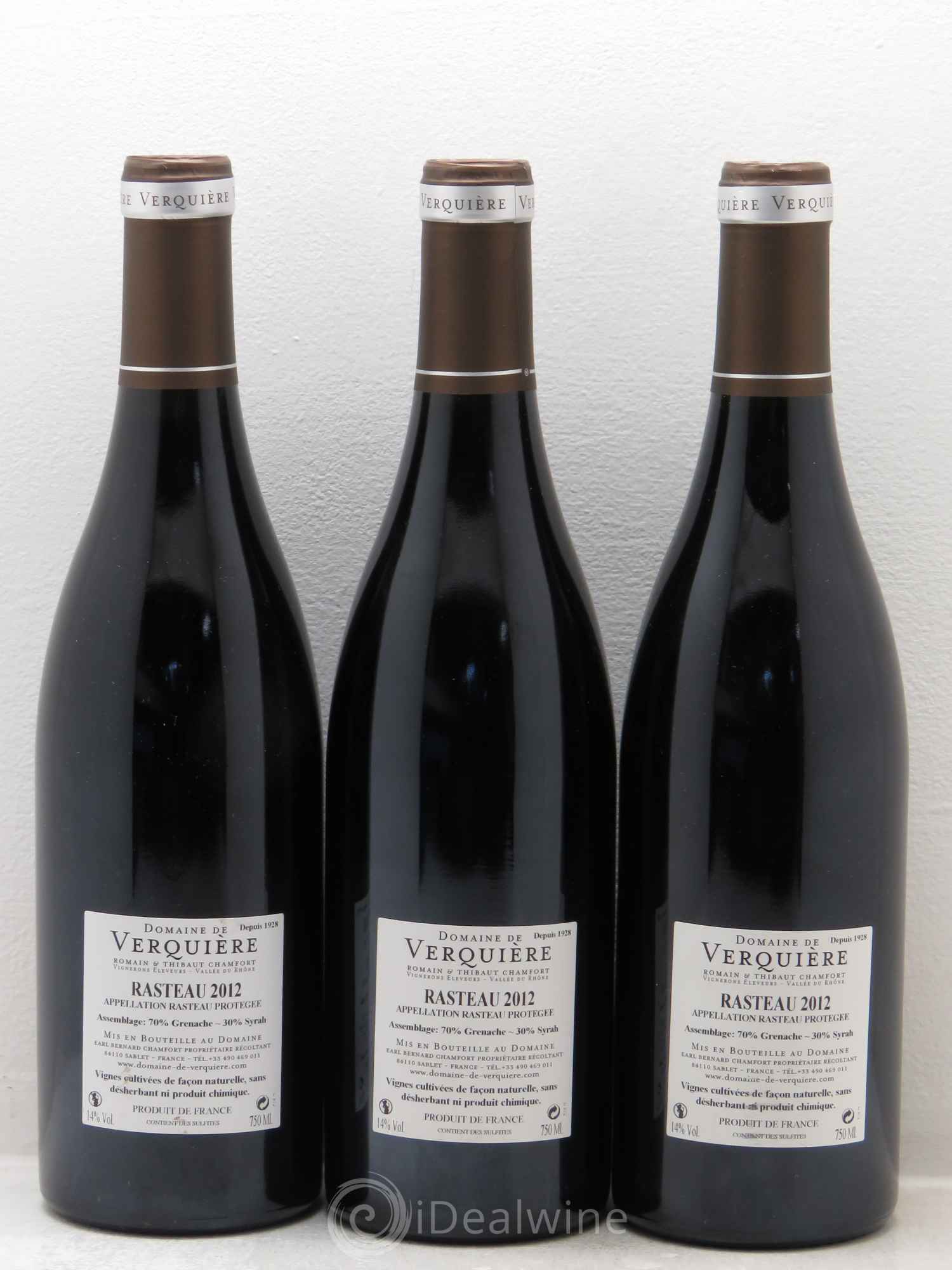 Rasteau domaine de la verquière 2012 - Lotto di 3 bottiglie - 1