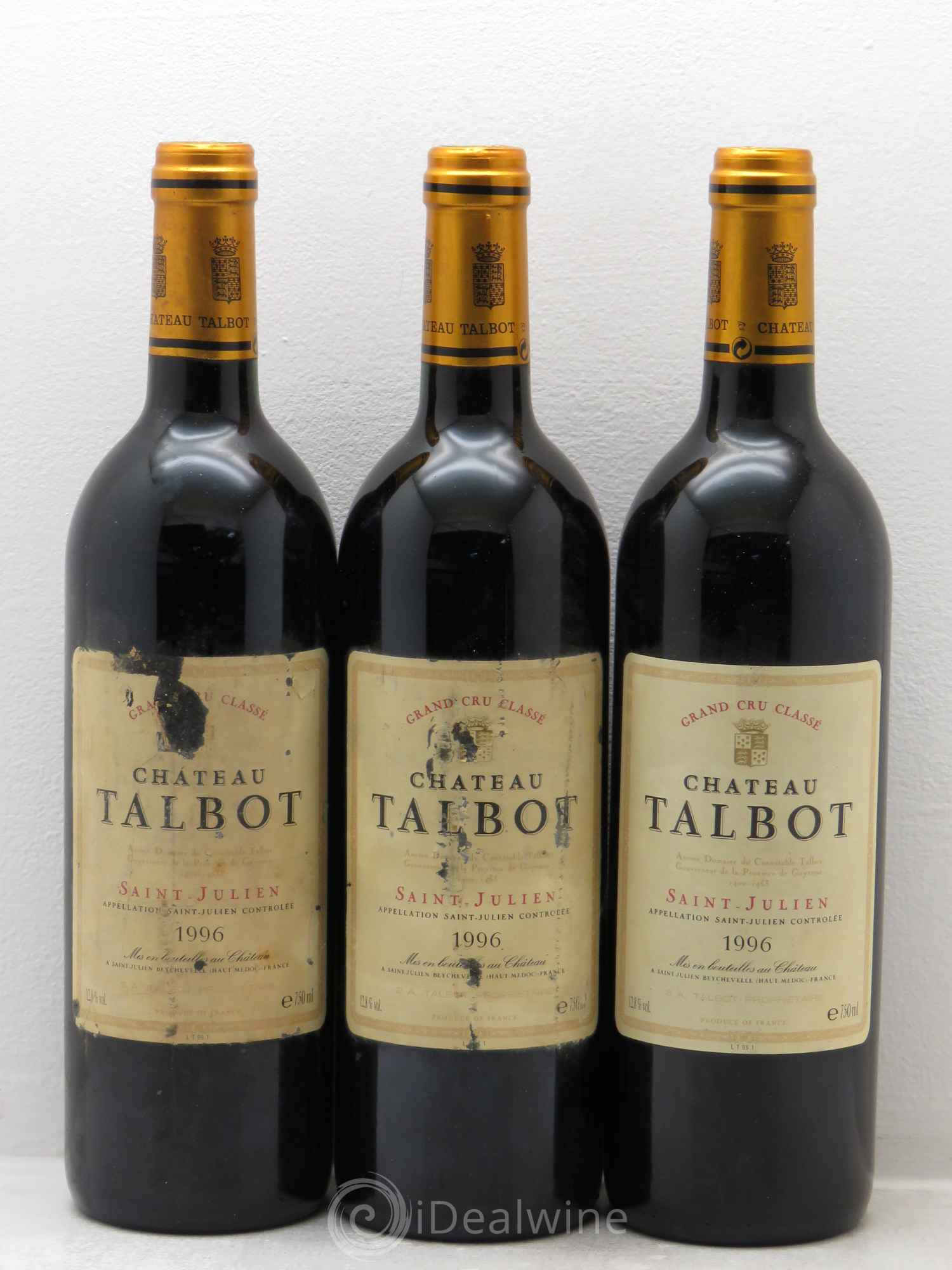 Château Talbot 4ème Grand Cru Classé 1996 - Lot de 3 bouteilles - 0