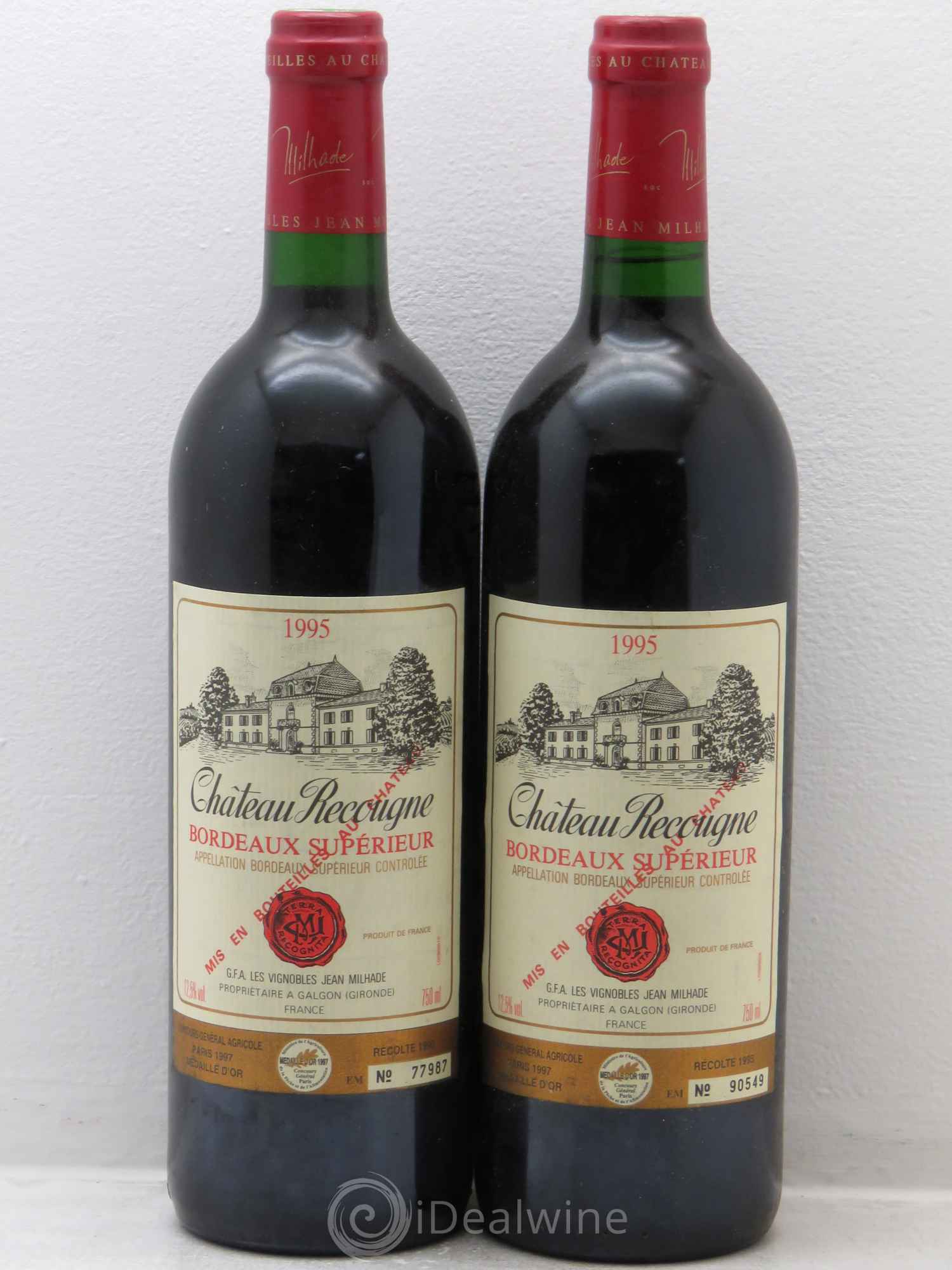 Château Recougne 1995 - Lot de 2 bouteilles - 0