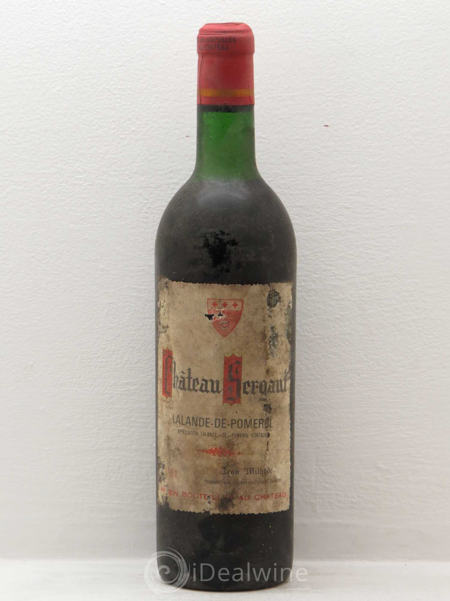 Bordeaux Château Sergant - Lalande de Pomerol 1961 - Posten von 1 Flasche - 0