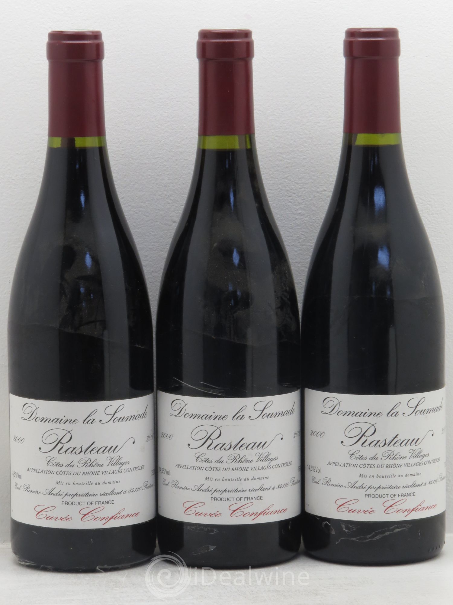 Rasteau Cuvée Confiance La Soumade (Domaine) 2000 - Lot de 3 bouteilles - 0
