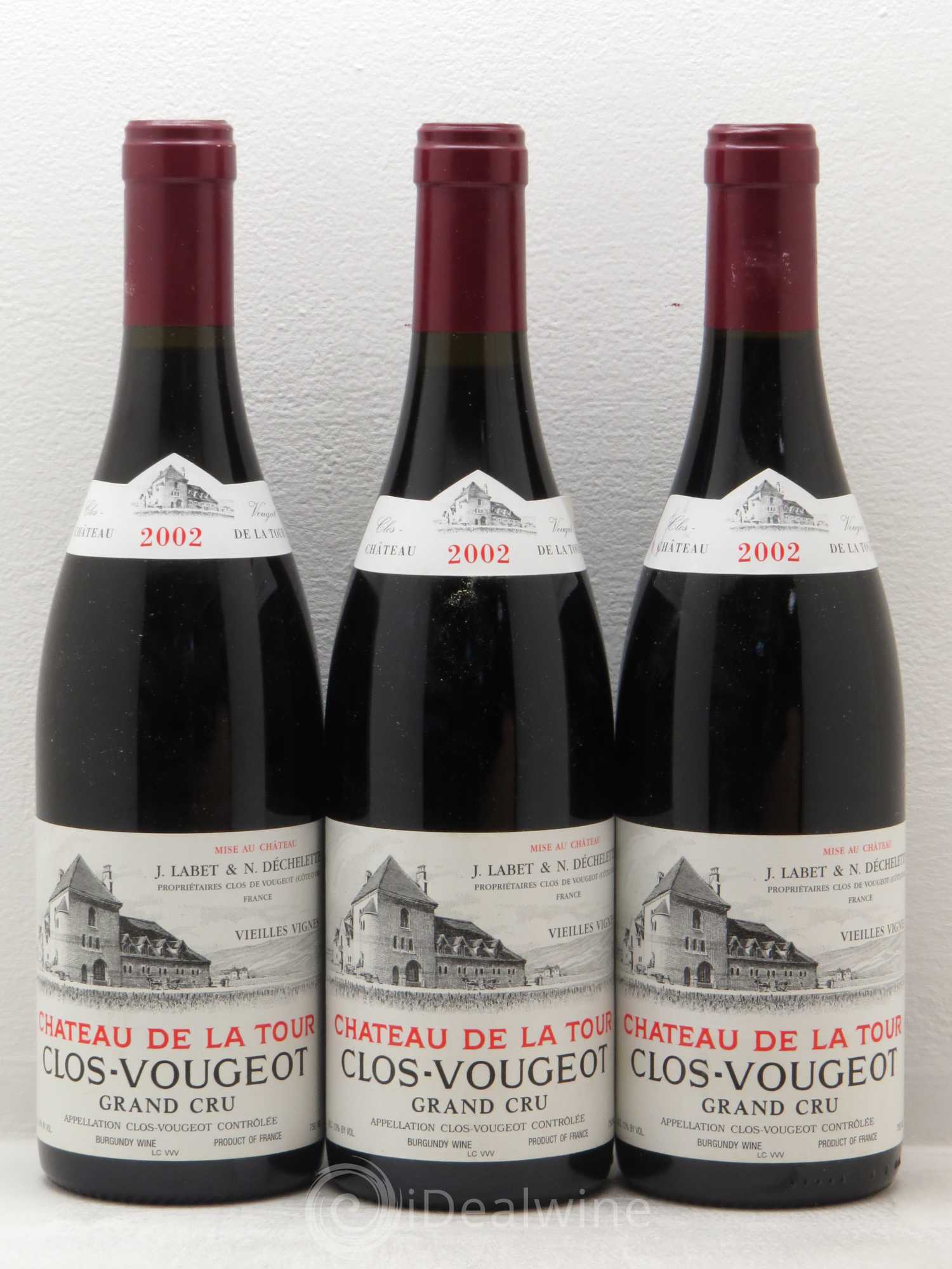 Clos de Vougeot Grand Cru Vieilles Vignes Château de La Tour 2002 - Lot de 3 bouteilles - 0