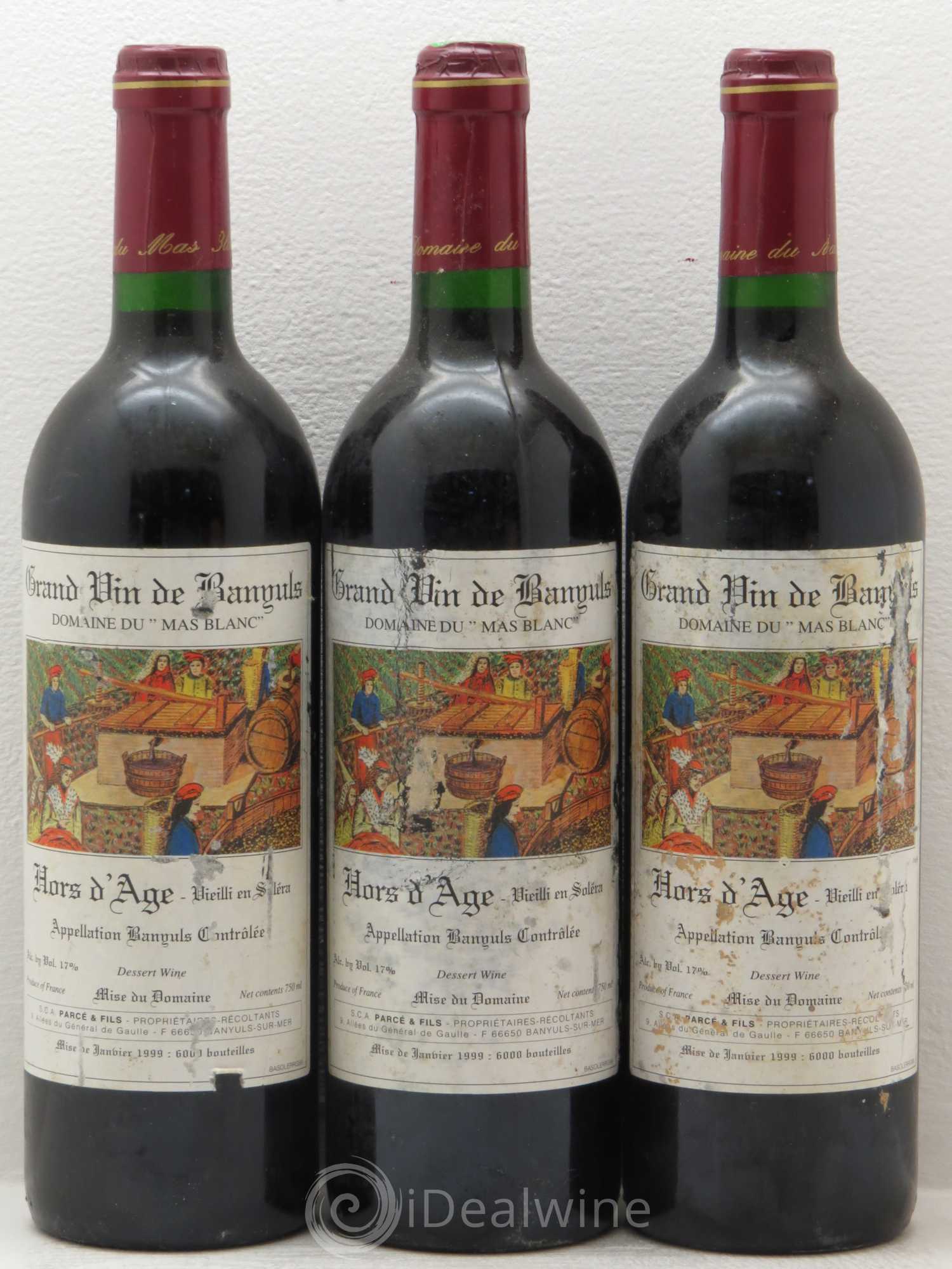 Banyuls Hors d'Age Domaine du Mas Blanc 1999 - Posten von 3 Flaschen - 0