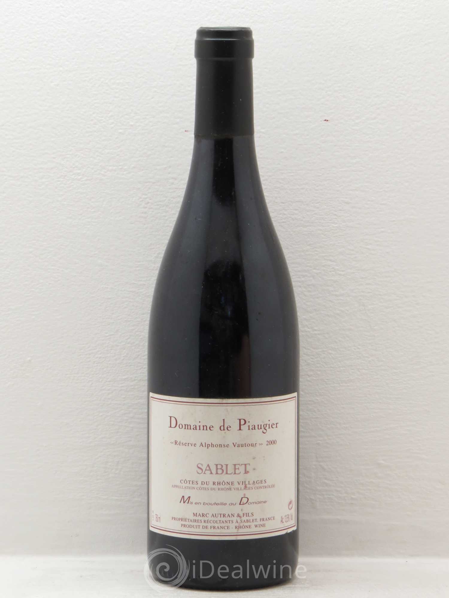 Côtes-du-Rhône Sablet Réserve Alphonse Vautour Domaine de Piaugier 2000 - Posten von 1 Flasche - 0