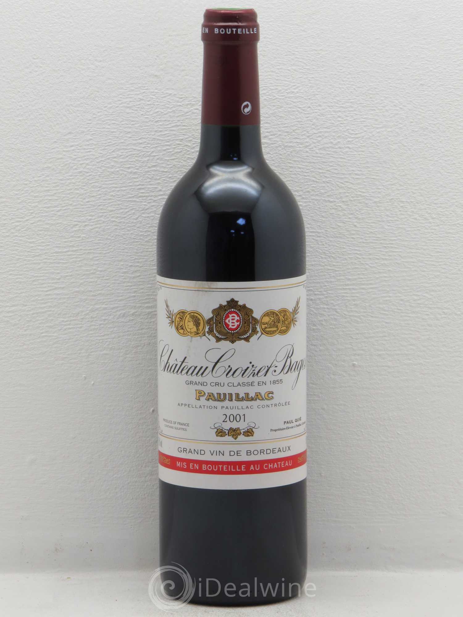 Château Croizet Bages 5ème Grand Cru Classé 2001 - Lot de 1 bouteille - 0