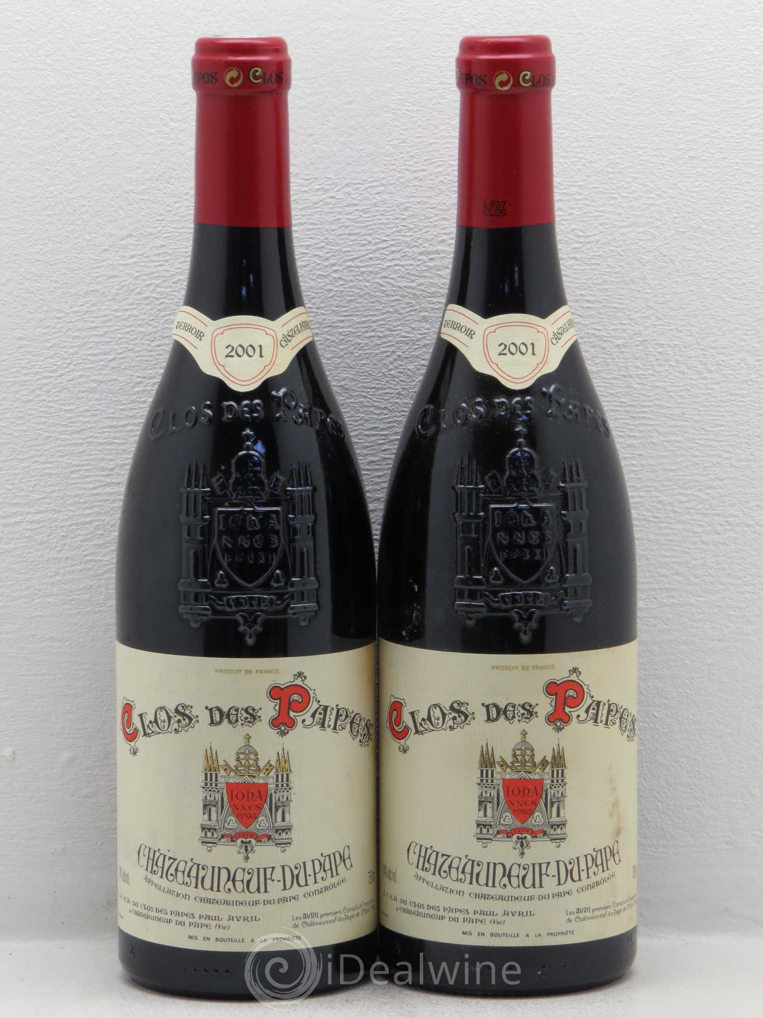 Châteauneuf-du-Pape Clos des Papes - Paul Avril 2001 - Lot de 2 bouteilles - 0