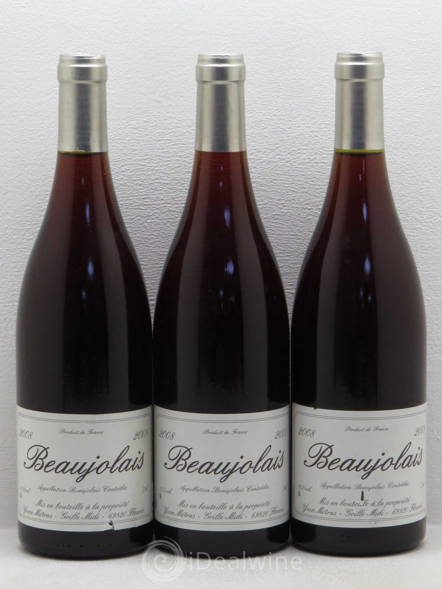 Beaujolais 1ère mise Yvon Métras 2008 - Lot de 3 bouteilles - 0