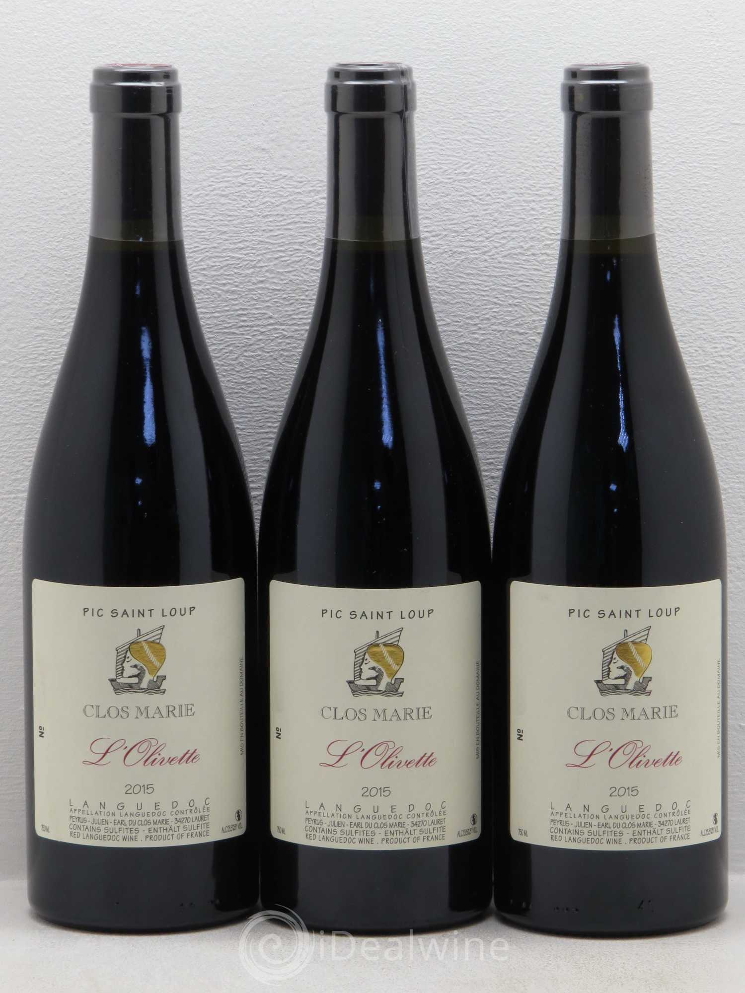 Pic Saint-Loup Clos Marie Olivette Christophe Peyrus et Françoise Julien 2015 - Lot de 3 bouteilles - 0