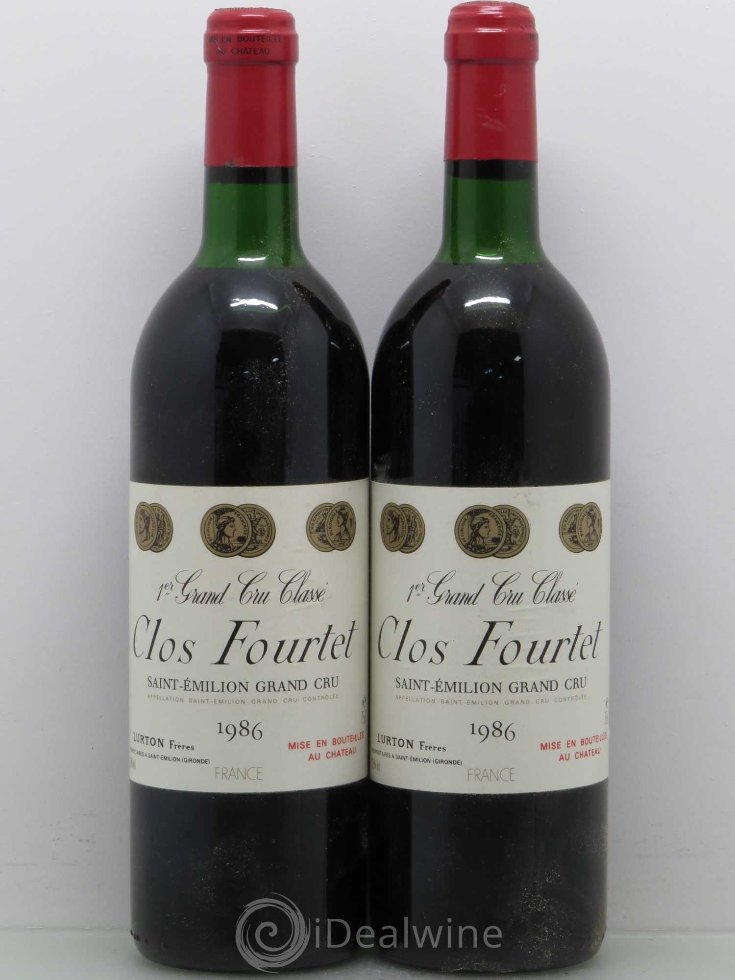 Clos Fourtet 1er Grand Cru Classé B 1986 - Lot de 2 bouteilles - 0