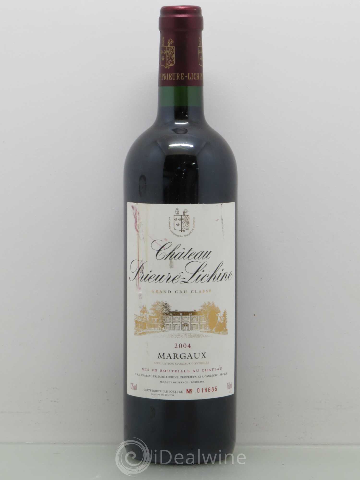 Château Prieuré Lichine 4ème Grand Cru Classé 2004 - Lot de 1 bouteille - 0