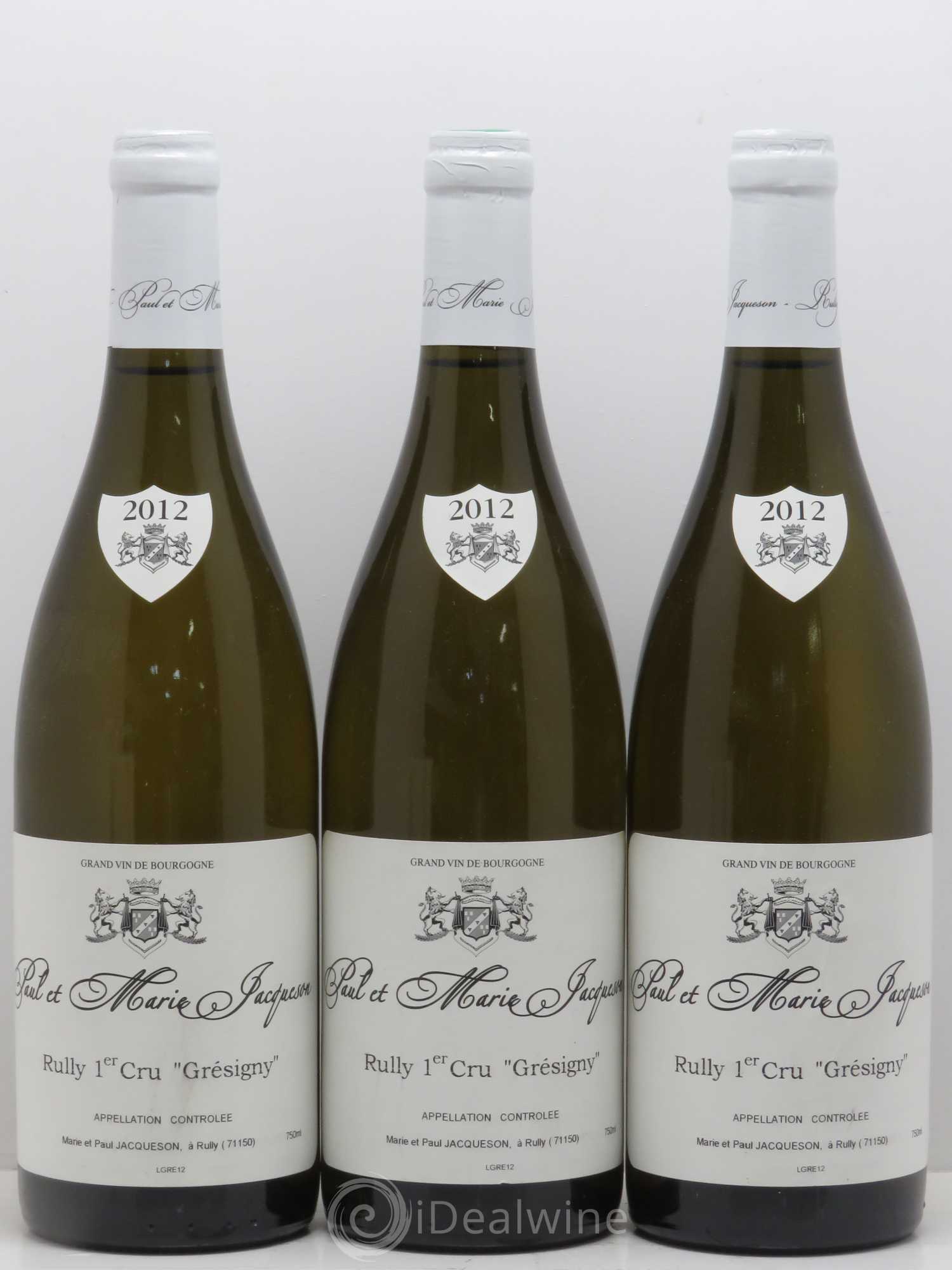 Rully 1er Cru Grésigny Paul & Marie Jacqueson 2012 - Posten von 3 Flaschen - 0