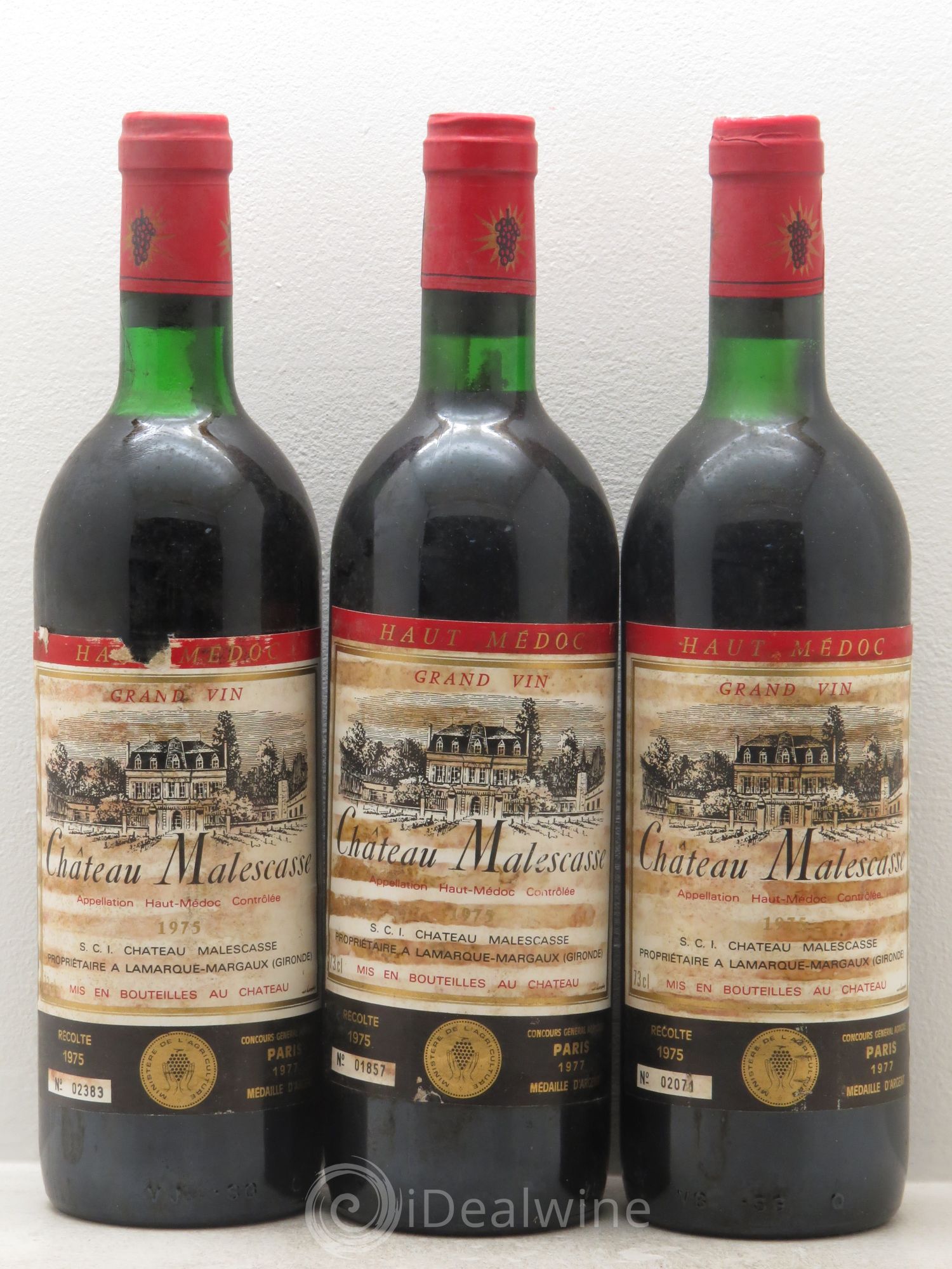 Château Malescasse Cru Bourgeois Exceptionnel 1975 - Lot de 3 bouteilles - 0
