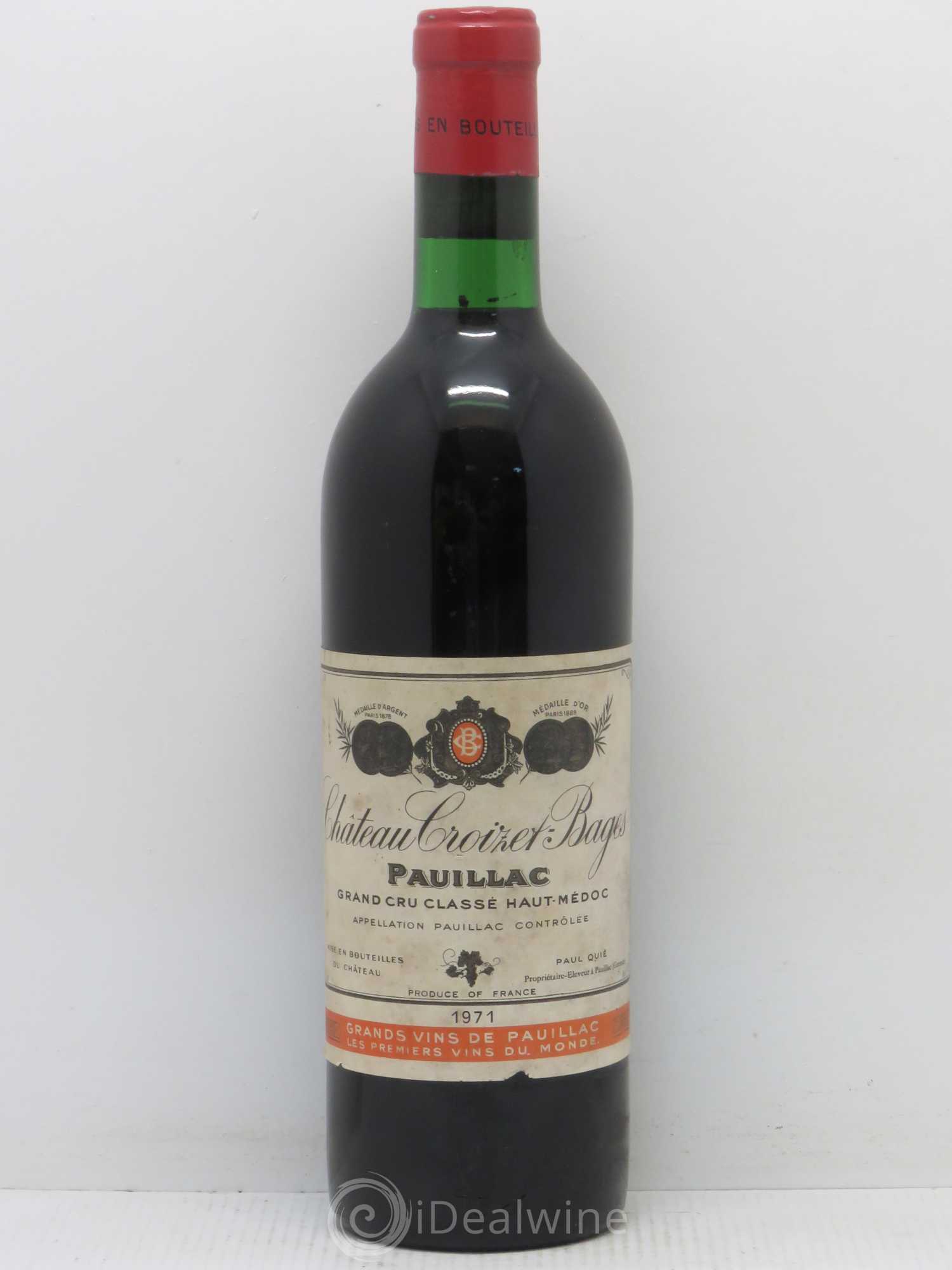 Château Croizet Bages 5ème Grand Cru Classé 1971 - Lot de 1 bouteille - 0