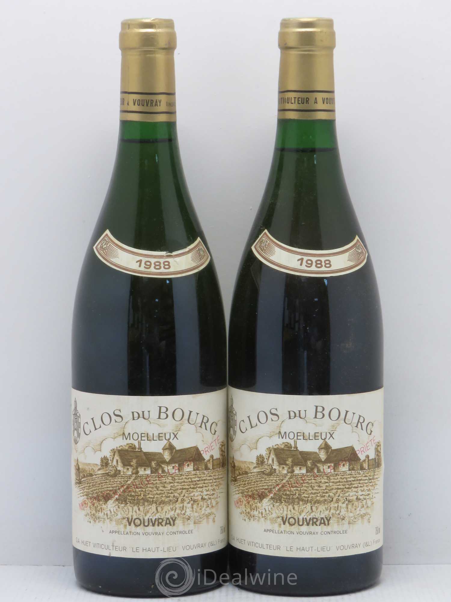 Vouvray Clos du Bourg Moelleux Domaine Huet 1988 - Lotto di 2 bottiglie - 0