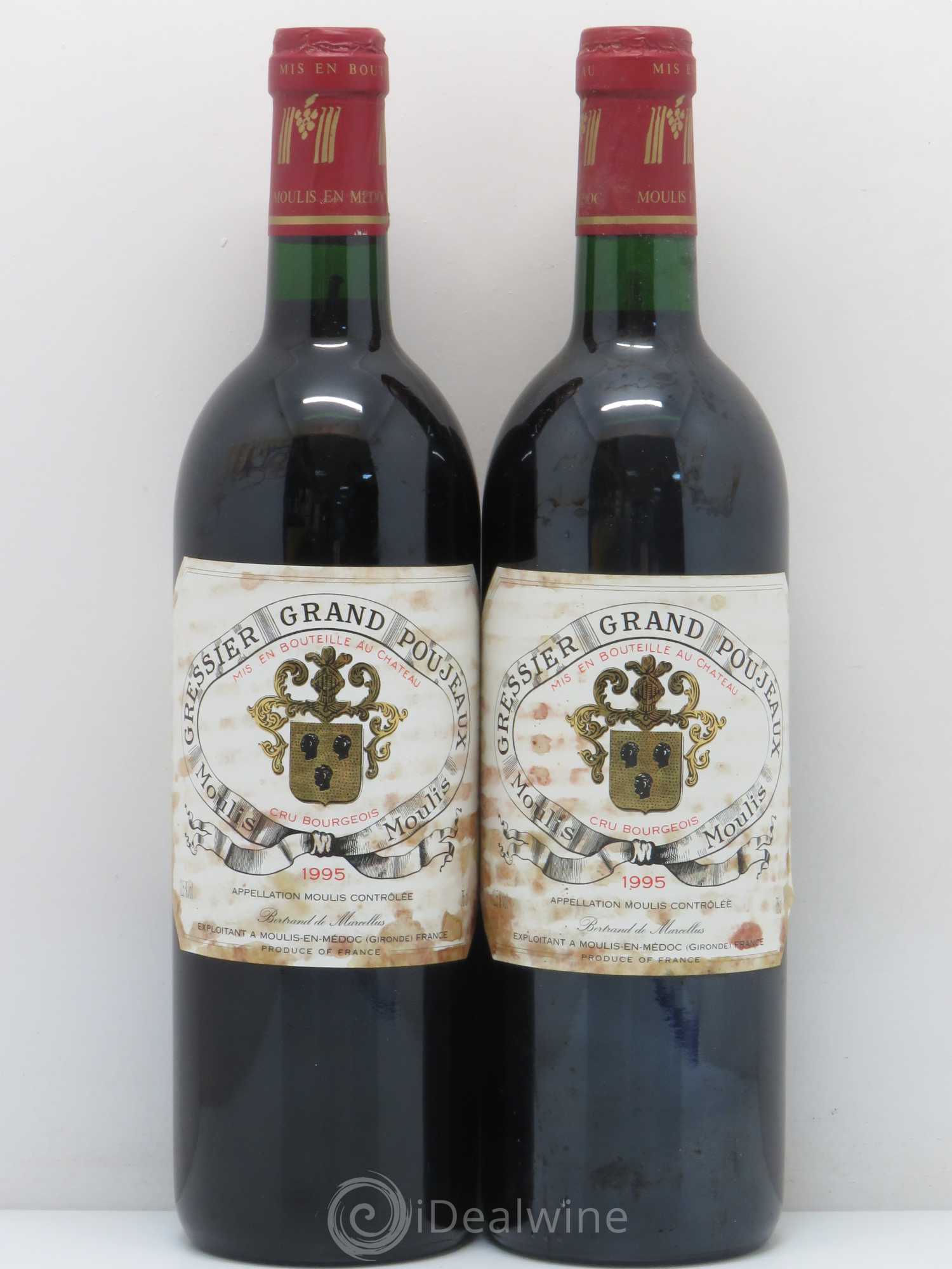 Château Gressier Grand Poujeaux Cru Bourgeois 1995 - Lot de 2 bouteilles - 0