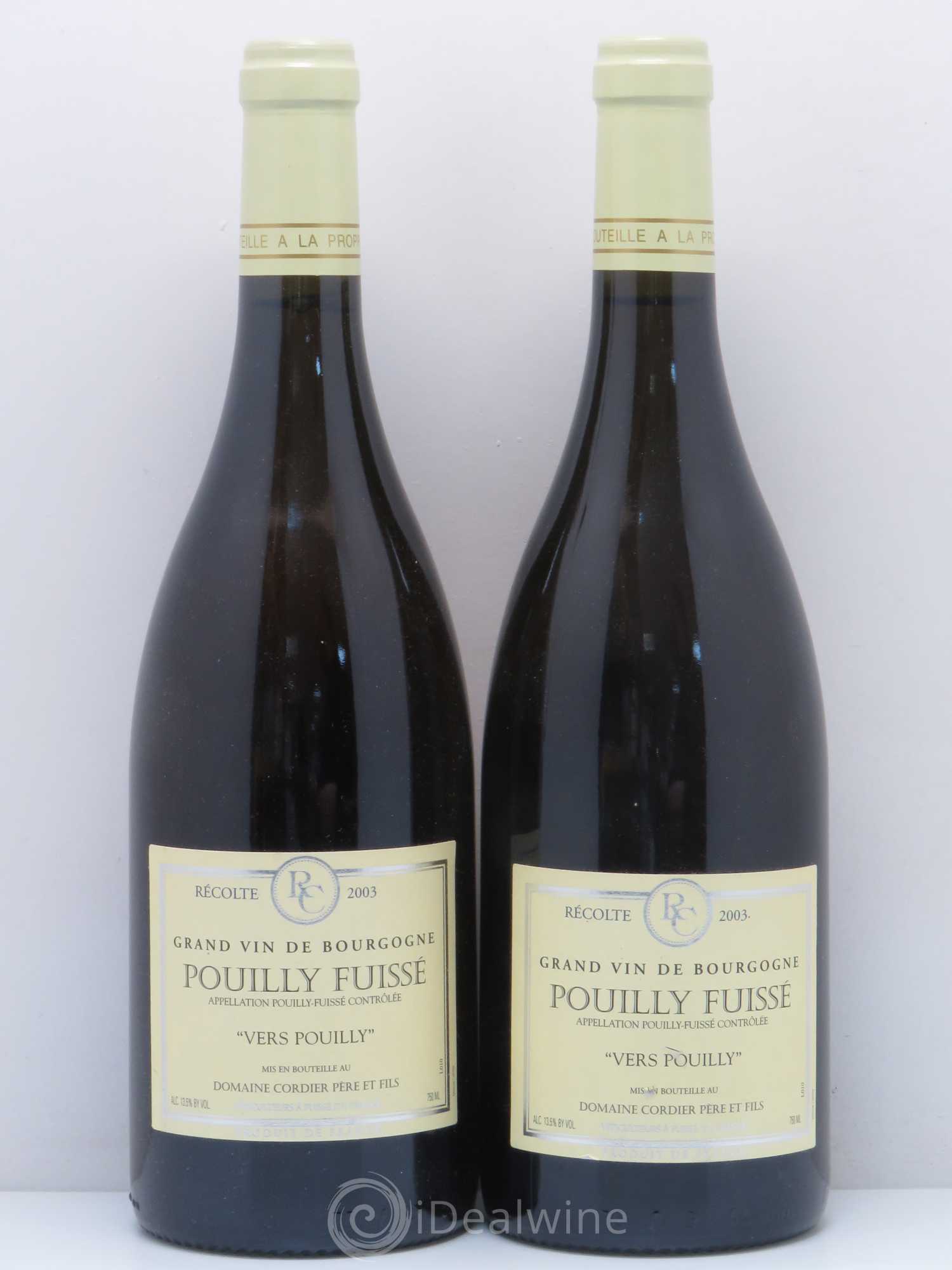 Pouilly-Fuissé Vers Pouilly Cordier Père & Fils 2003 - Posten von 2 Flaschen - 0