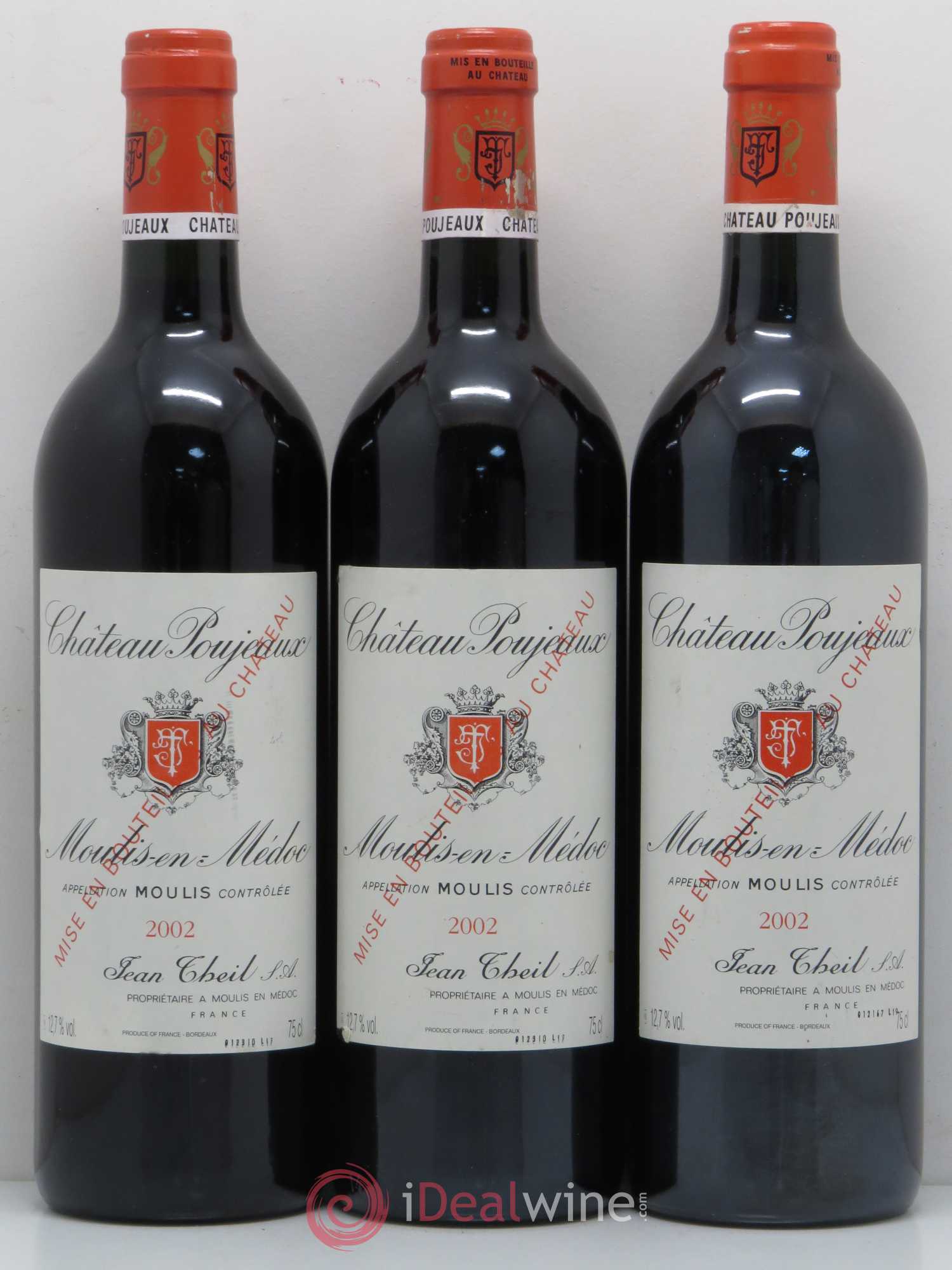 Château Poujeaux 2002 - Lot de 3 bouteilles - 0