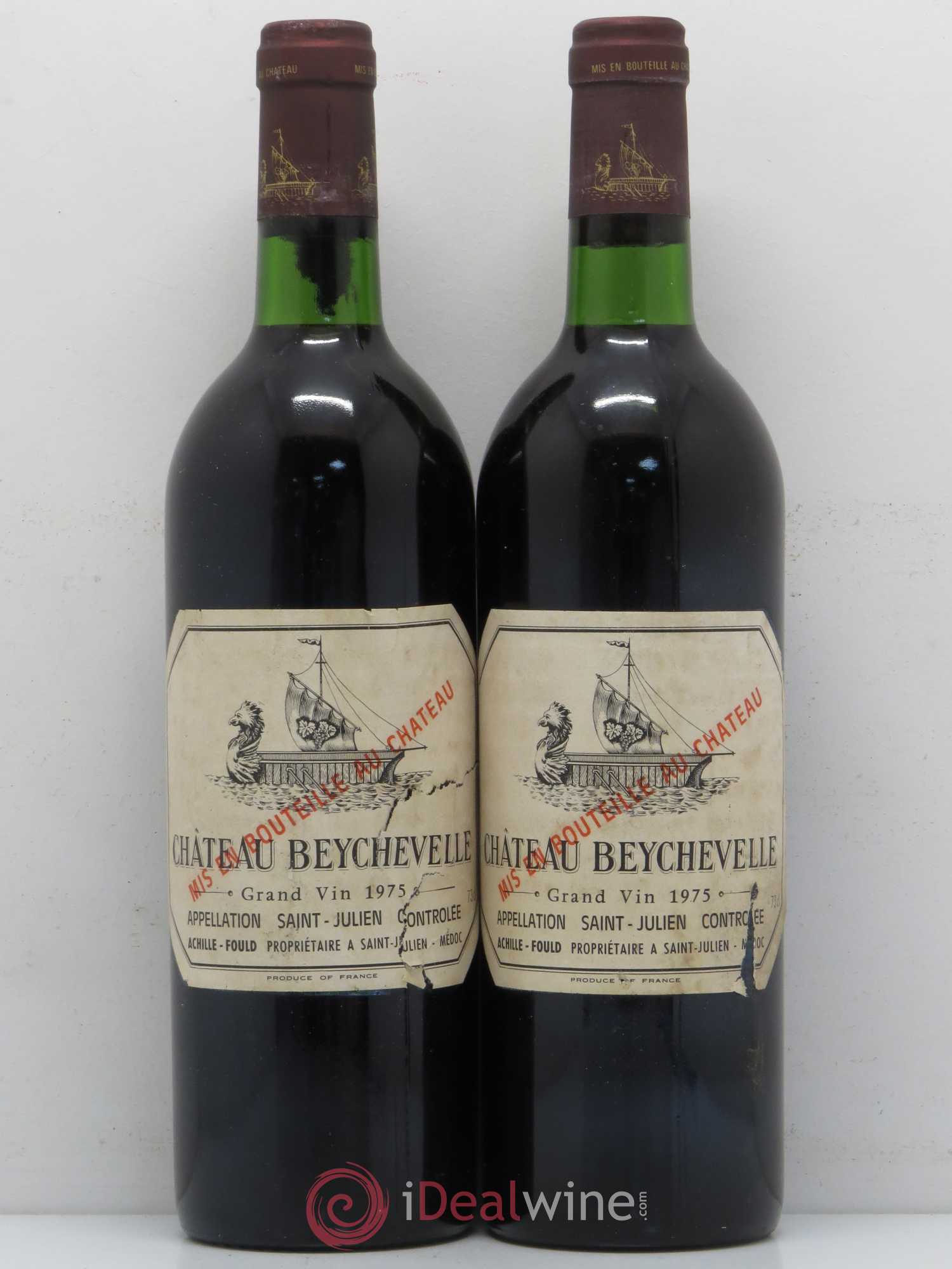 Château Beychevelle 4ème Grand Cru Classé 1975 - Lot de 2 bouteilles - 0