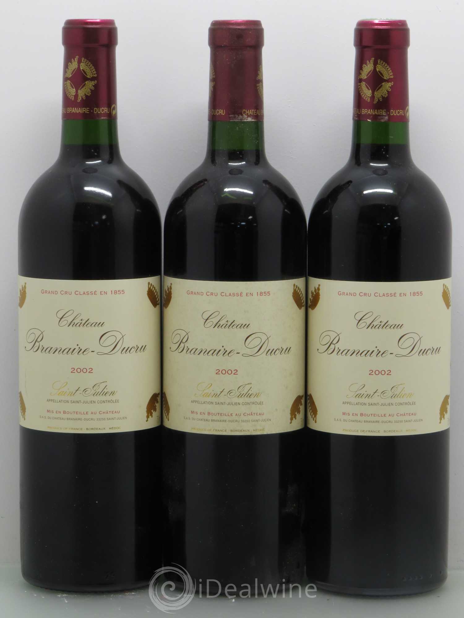 Château Branaire Ducru 4ème Grand Cru Classé 2002 - Lot de 3 bouteilles - 0