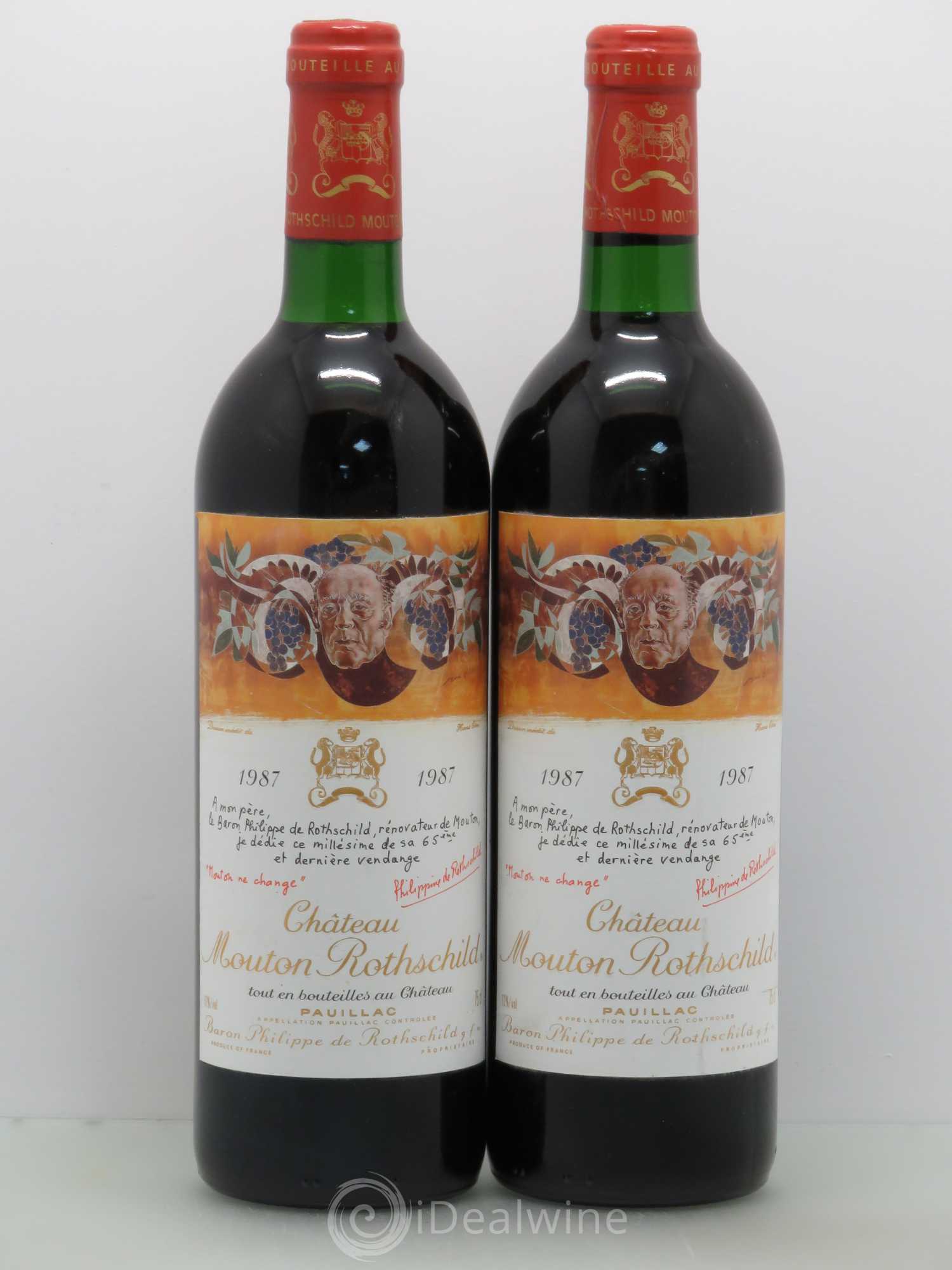 Château Mouton Rothschild 1er Grand Cru Classé 1987 - Lot de 2 bouteilles - 0