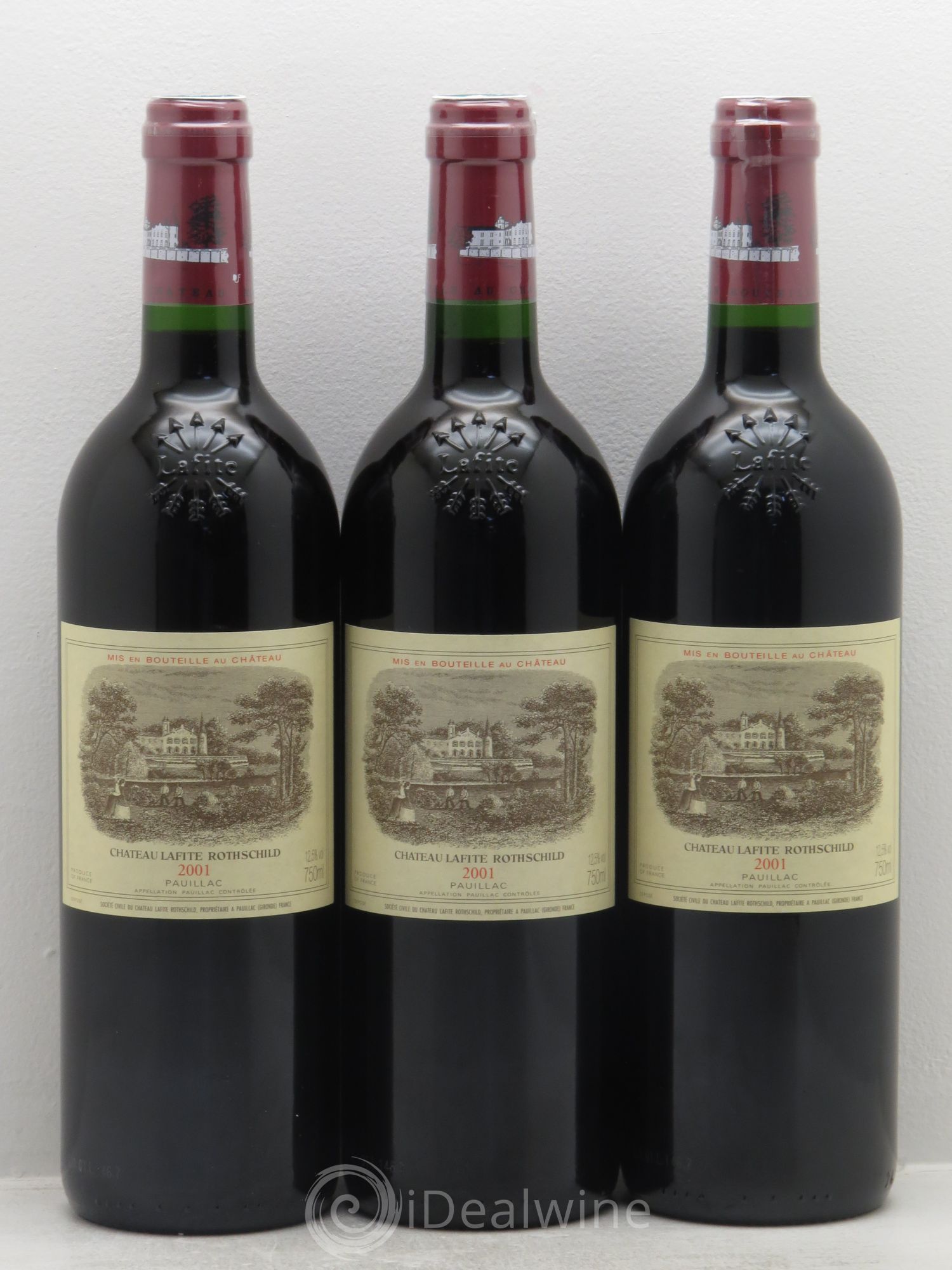 Château Lafite Rothschild 1er Grand Cru Classé 2001 - Lot de 3 bouteilles - 0