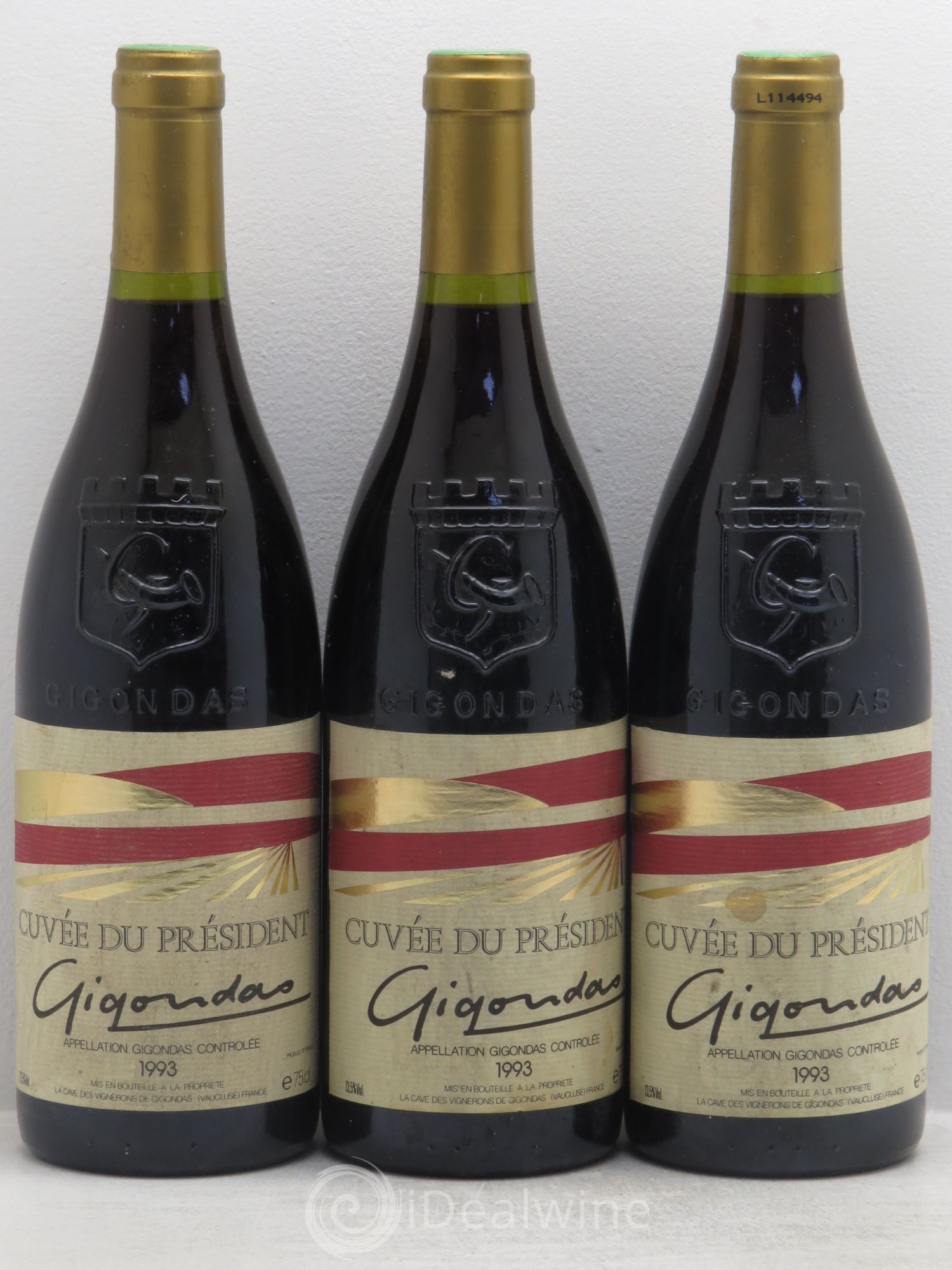 Gigondas Cuvée du Président Caves des Vignerons de Gigondas 1993 - Posten von 3 Flaschen - 0
