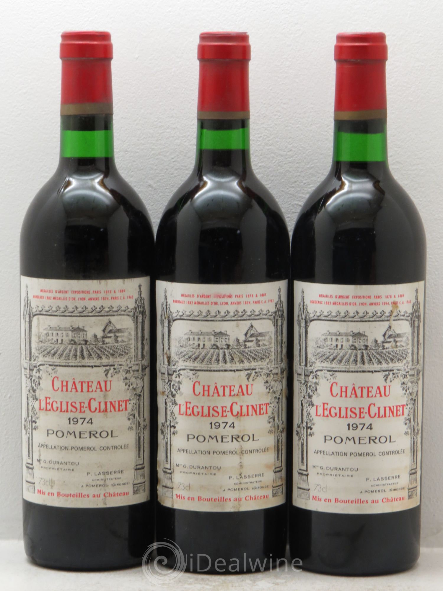 Château l' Église Clinet 1974 - Lot de 3 bouteilles - 0