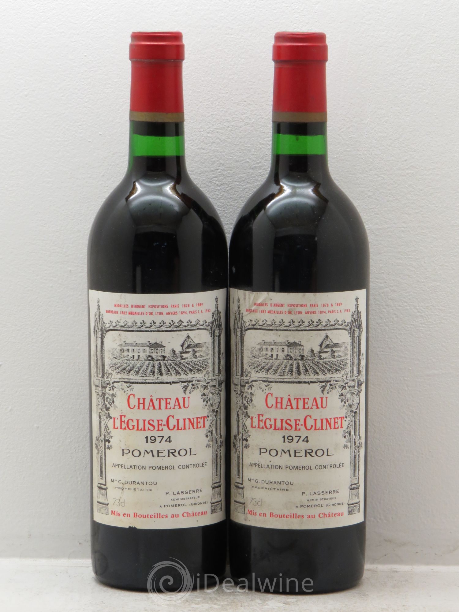 Château l' Église Clinet 1974 - Lot de 2 bouteilles - 0