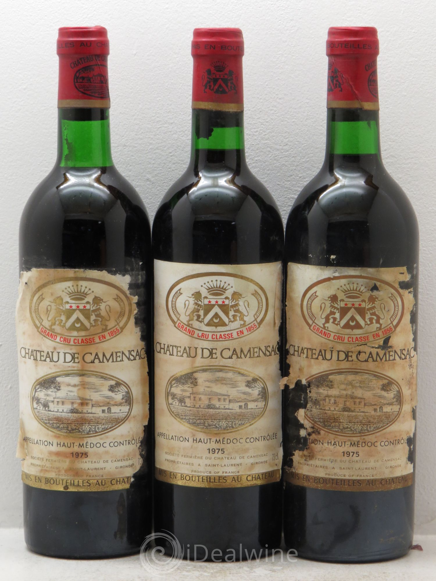 Château Camensac 5ème Grand Cru Classé 1975 - Lot de 3 bouteilles - 0