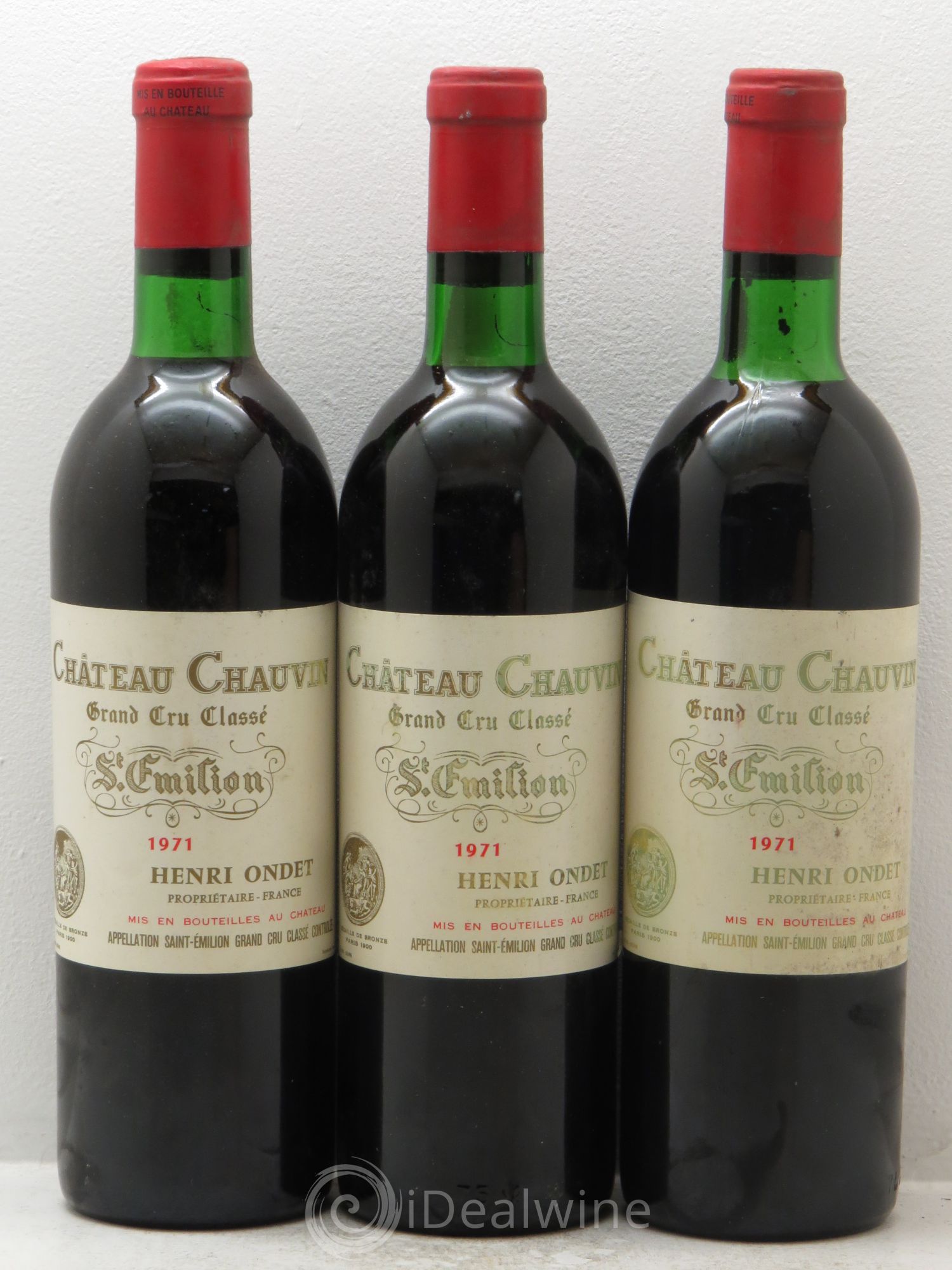 Château Chauvin Grand Cru Classé 1971 - Lot de 3 bouteilles - 0