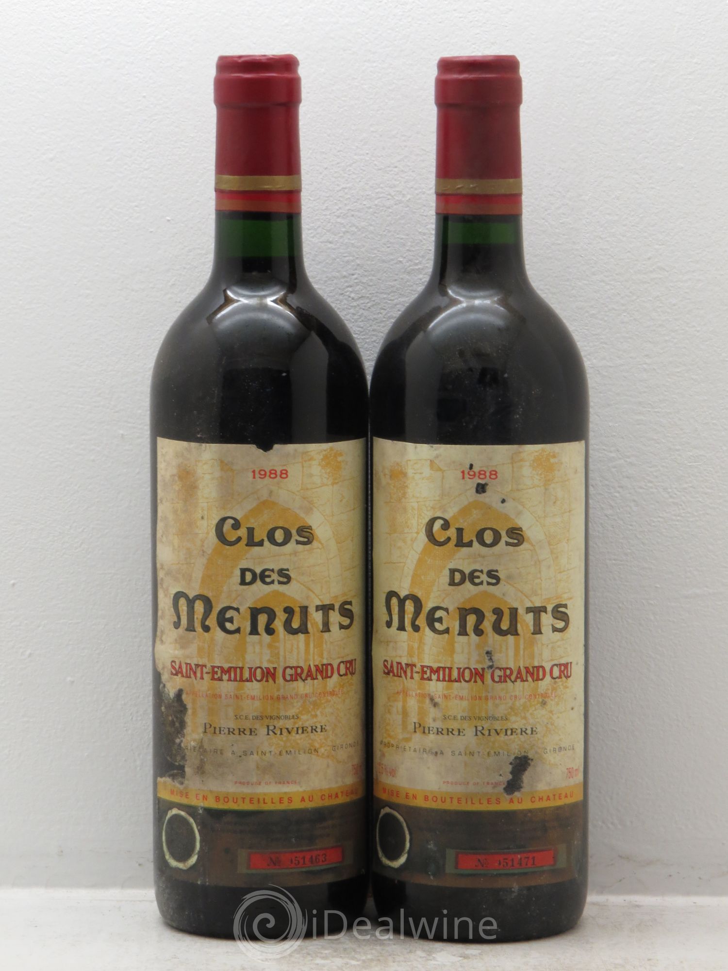 Saint-Émilion Château Clos des Menuts 1988 - Lot de 2 bouteilles - 0