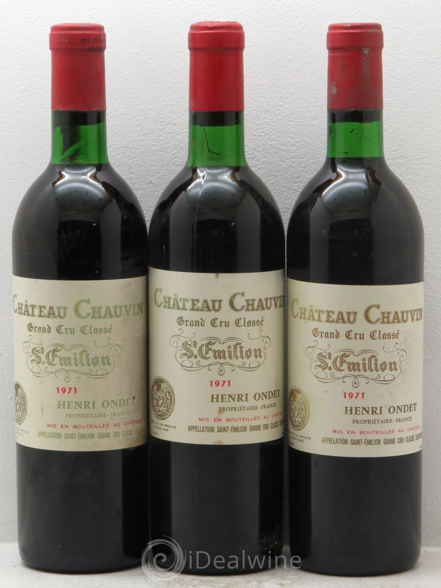 Château Chauvin Grand Cru Classé 1971 - Lot de 3 bouteilles - 0