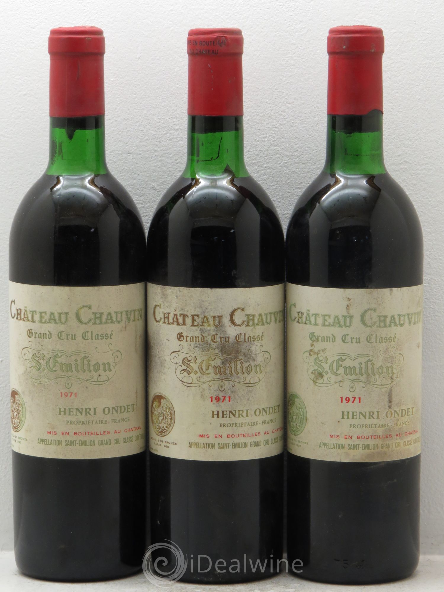 Château Chauvin Grand Cru Classé 1971 - Lot de 3 bouteilles - 0