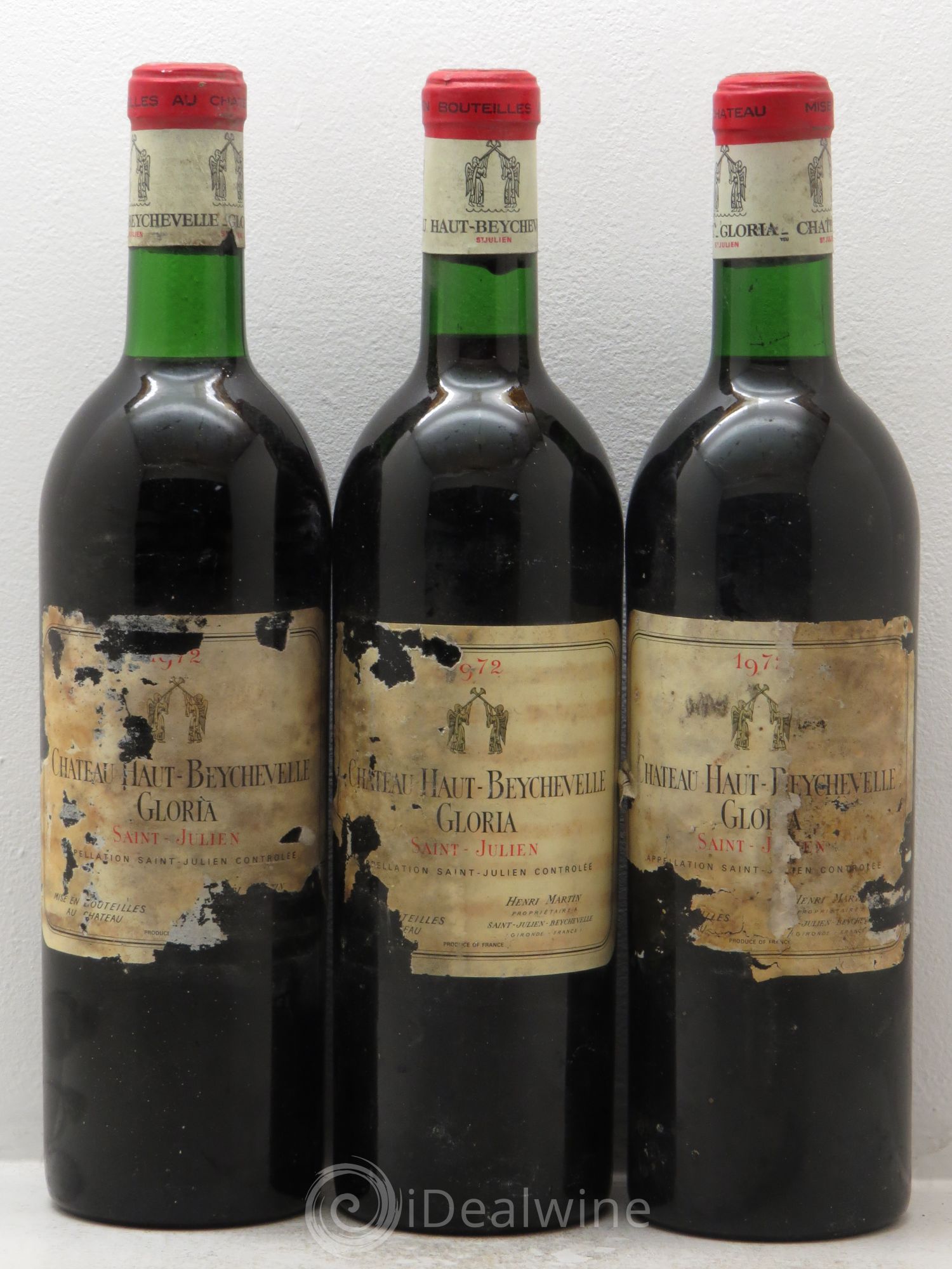 Saint-Julien Château Haut Beychevelle Gloria 1972 - Posten von 3 Flaschen - 0