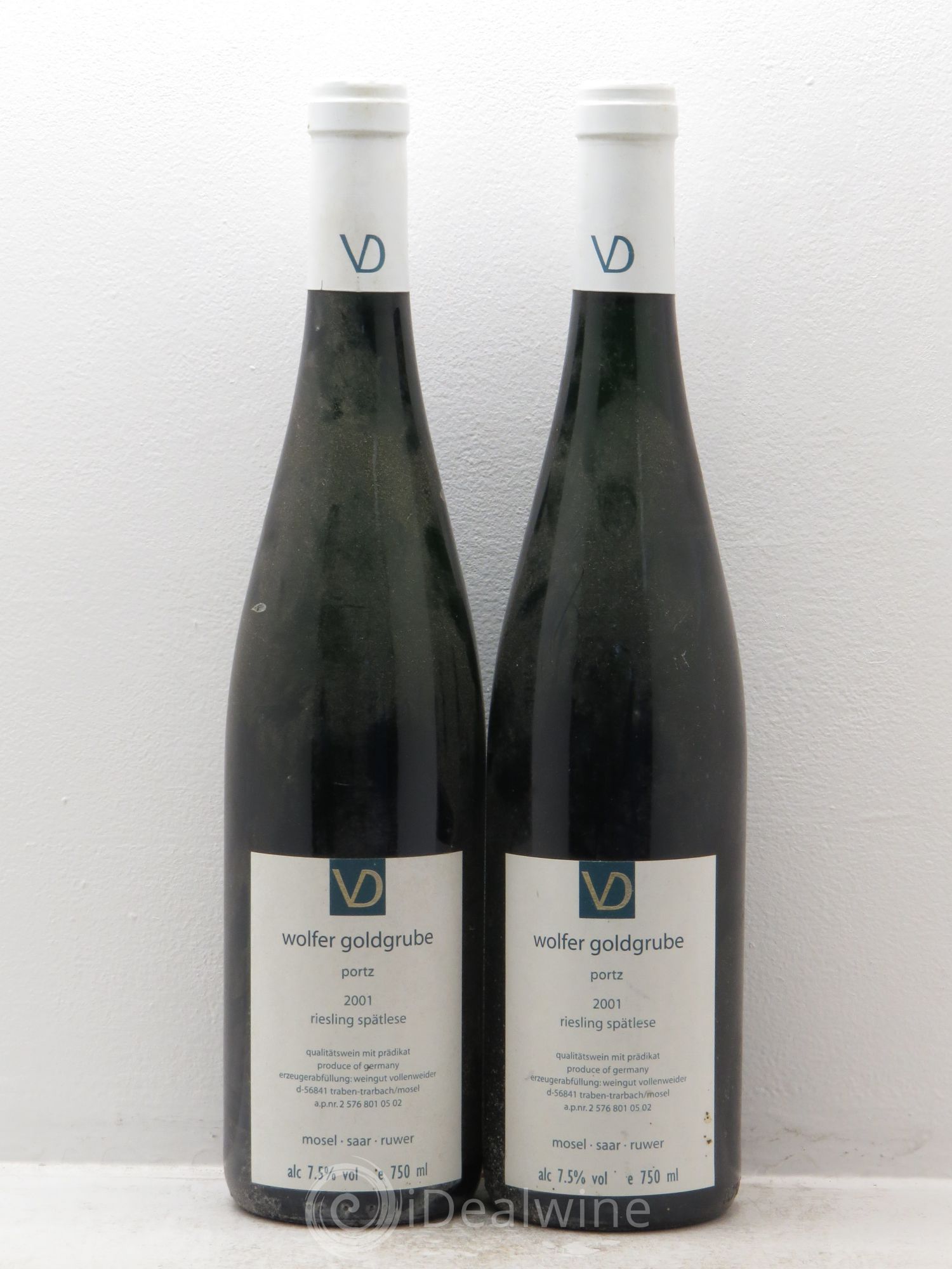 Allemagne Mosel-Saar Riesling Spätlese "Portz" Vollenweider Wolfer Goldgrube 2001 - Posten von 2 Flaschen - 0