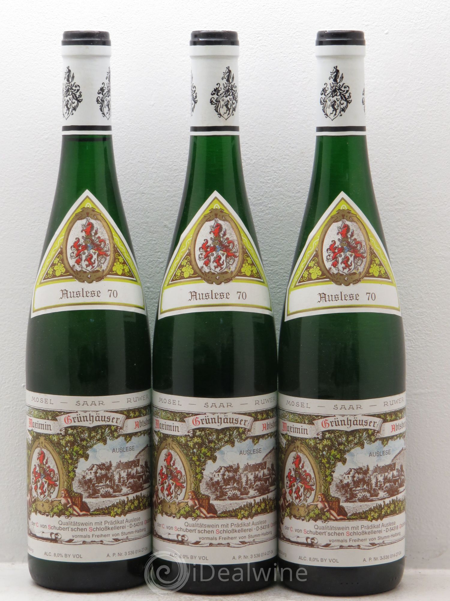 Allemagne Mosel-Saar Riesling Auslese Nr. 70 Von Schubert Maximin Grünhäuser Abtsberg (sans prix de réserve) 2003 - Posten von 3 Flaschen - 0