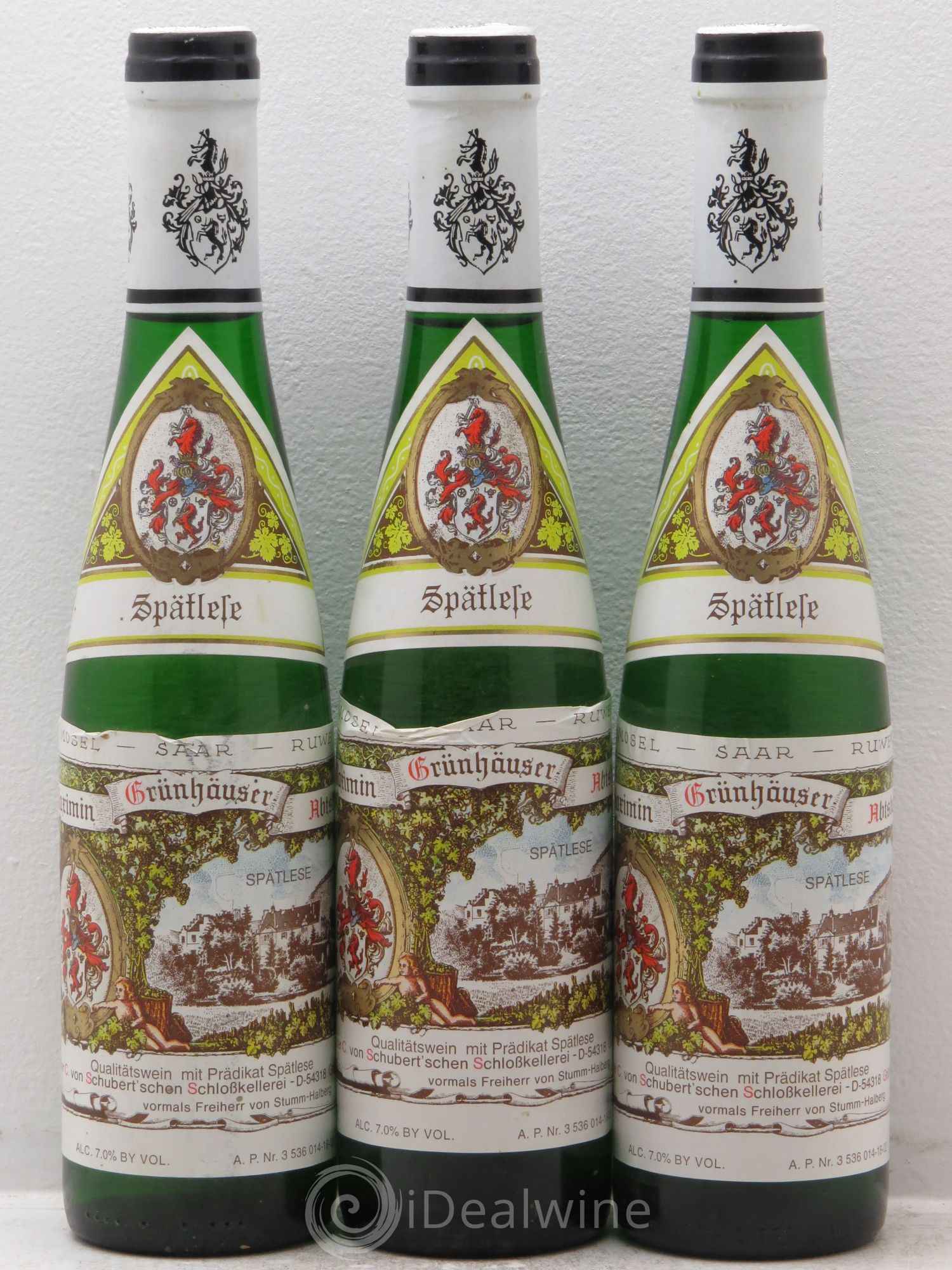 Allemagne Mosel-Saar Abtsberg R Spätlese von Schubert M. Grünhäuser 2001 - Posten von 3 Demi-Flaschen - 0