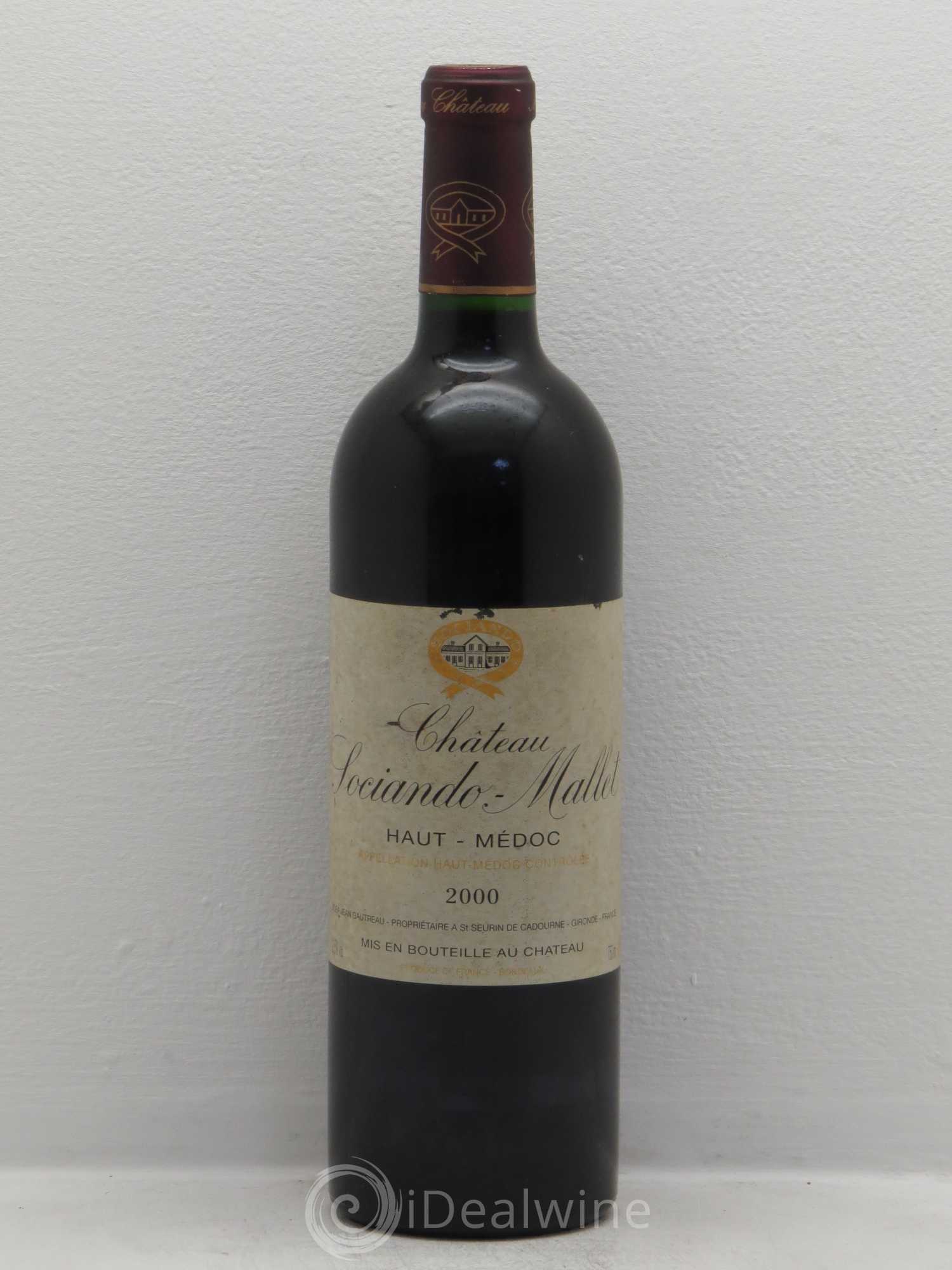 Château Sociando Mallet 2000 - Lot de 1 bouteille - 0