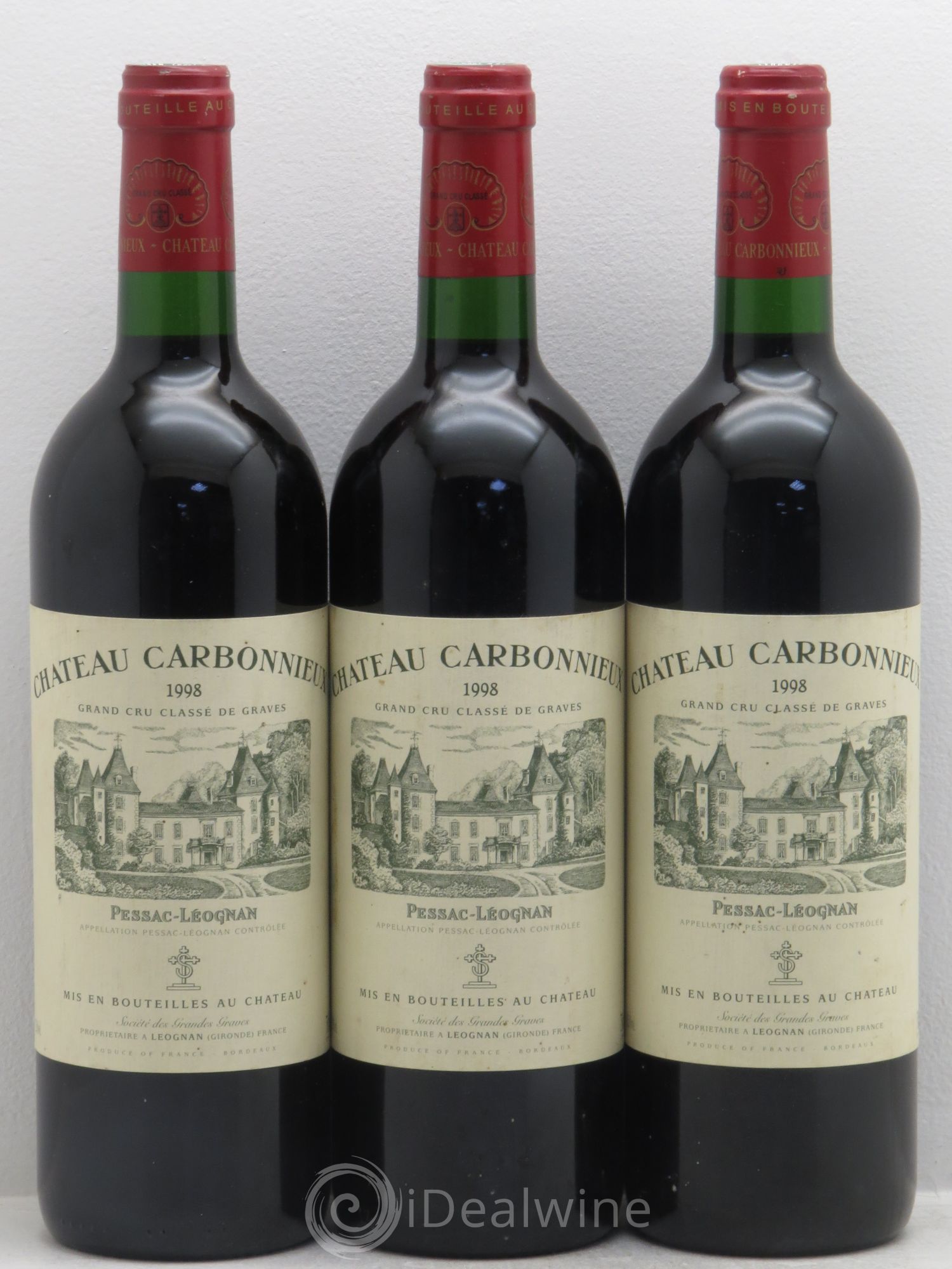 Château Carbonnieux Cru Classé de Graves 1998 - Lot de 3 bouteilles - 0