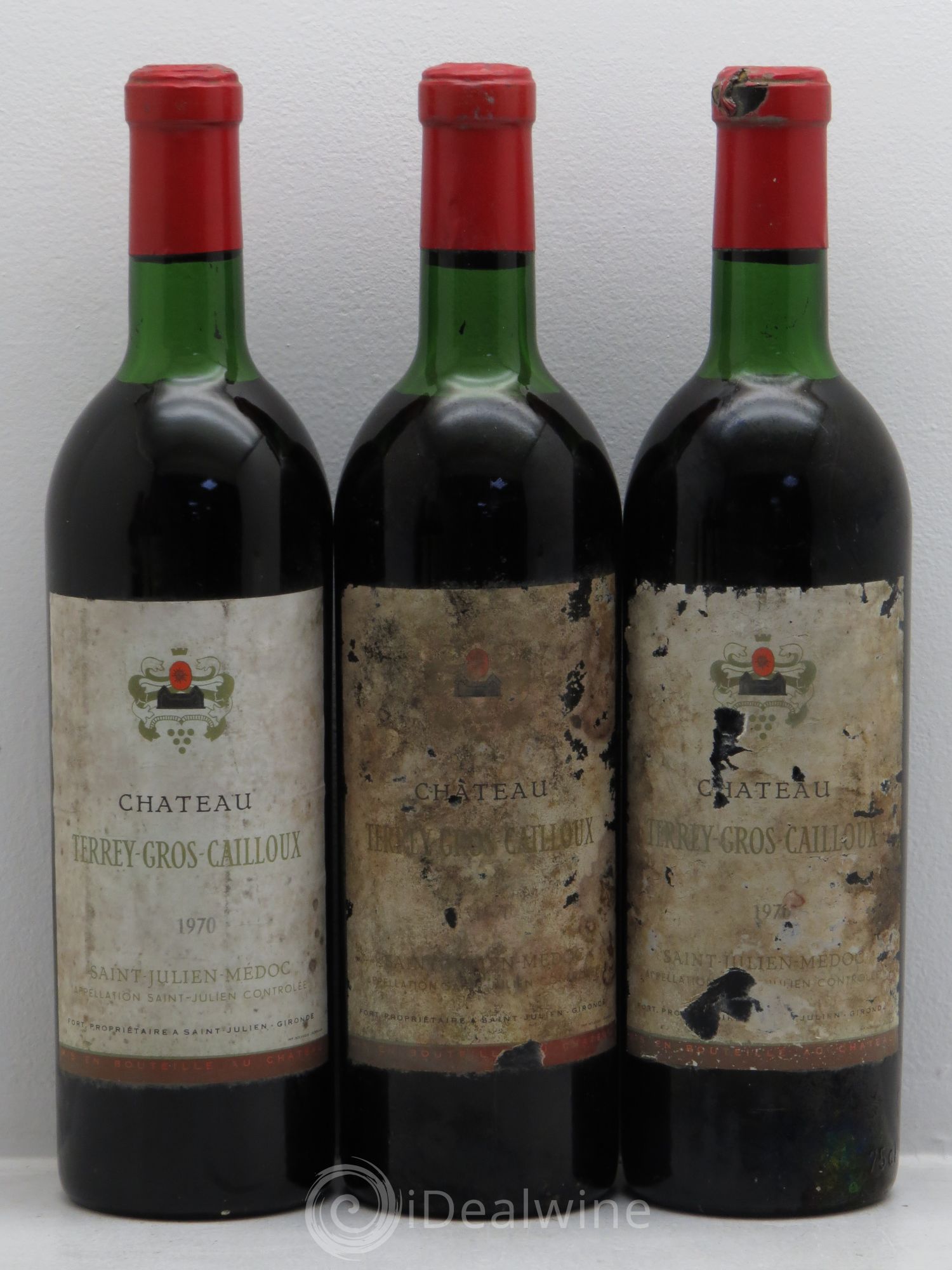 Château Terrey Gros Cailloux Cru Bourgeois 1970 - Lot de 3 bouteilles - 0