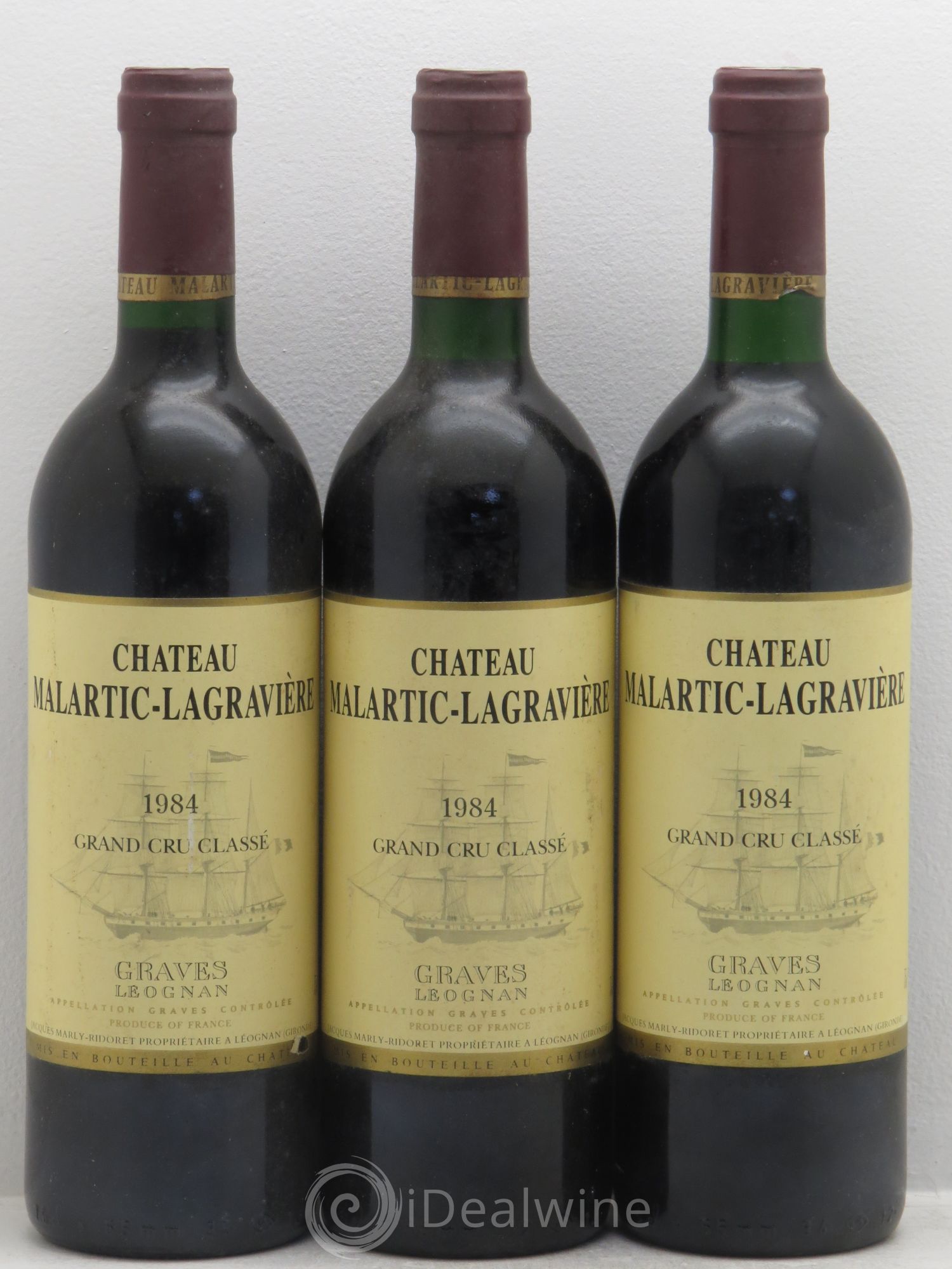 Château Malartic-Lagravière Cru Classé de Graves 1984 - Lot de 3 bouteilles - 0