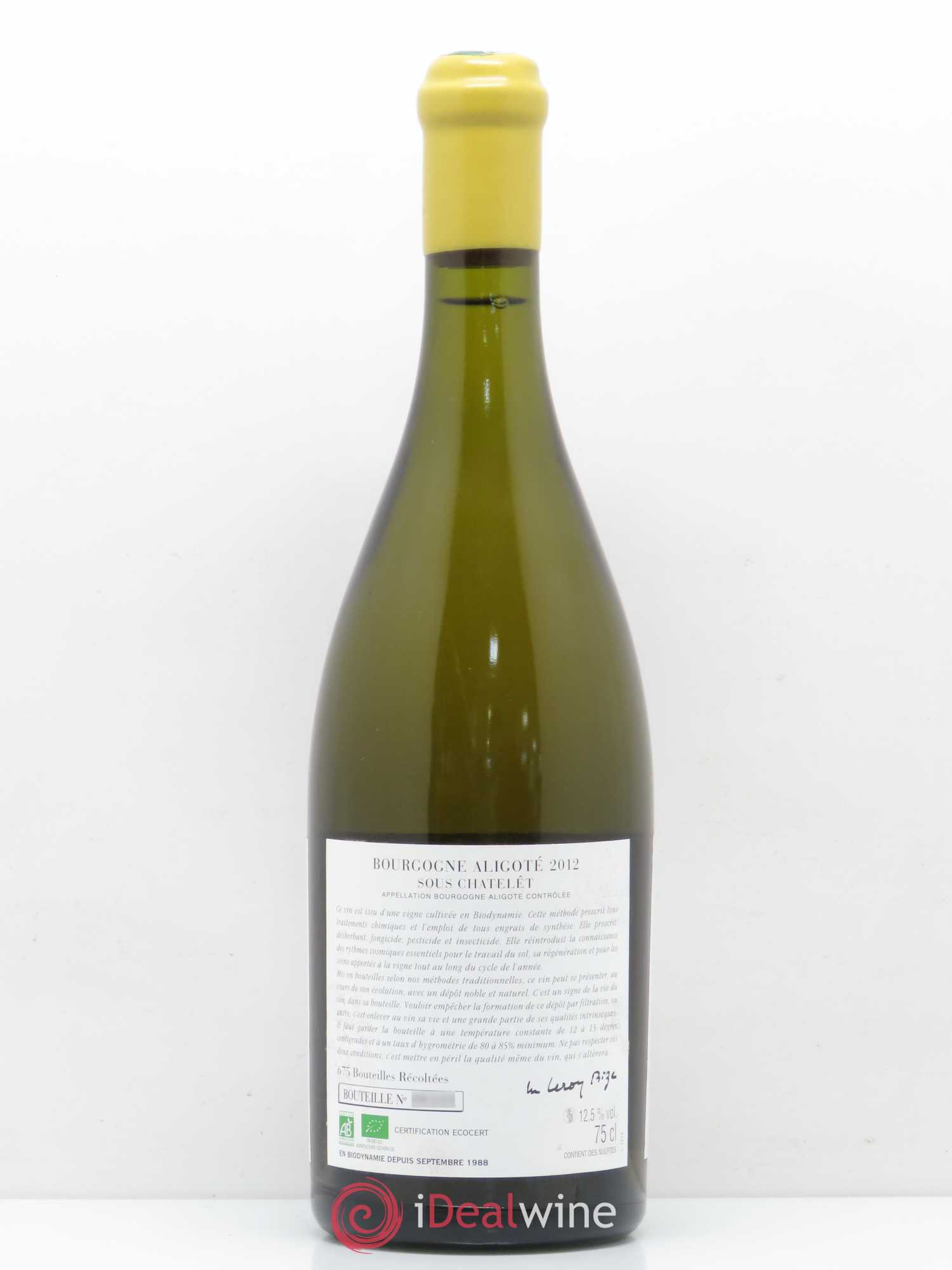 Bourgogne Aligoté Sous Chatelet d'Auvenay (Domaine) Sous Chatelet 2012 - Lot de 1 bouteille - 1