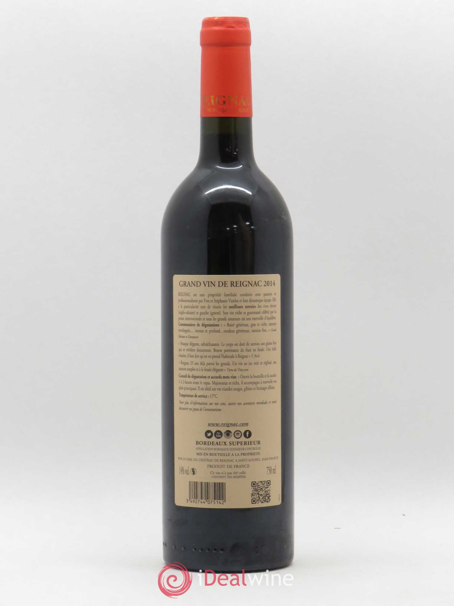Grand vin de Reignac 2014 - Lot de 1 bouteille - 1