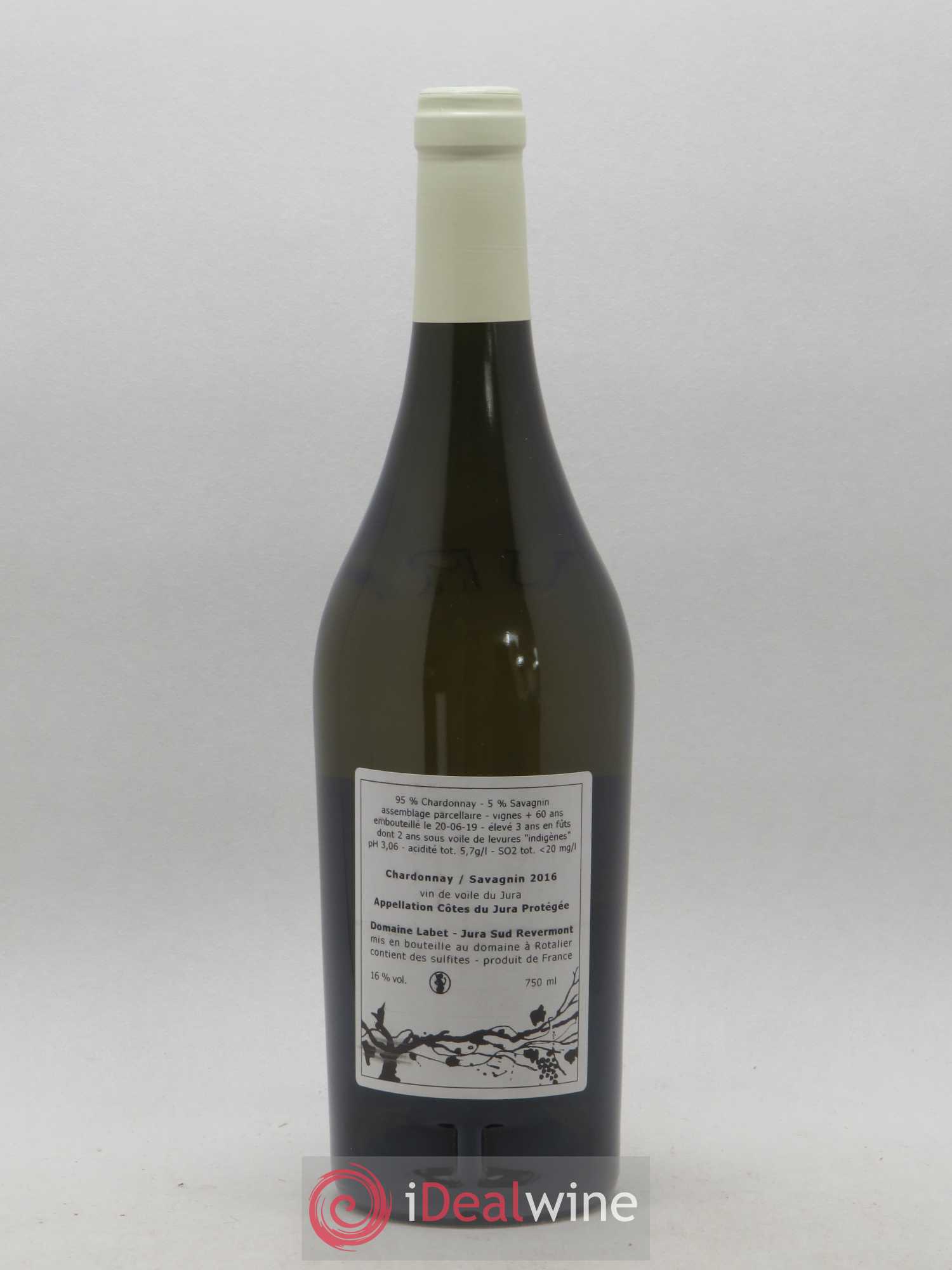 Côtes du Jura Vin de Voile Chardonnay-Savagnin cuvée de garde Romain - Julien - Charline Labet 2016 - Lot de 1 bouteille - 1