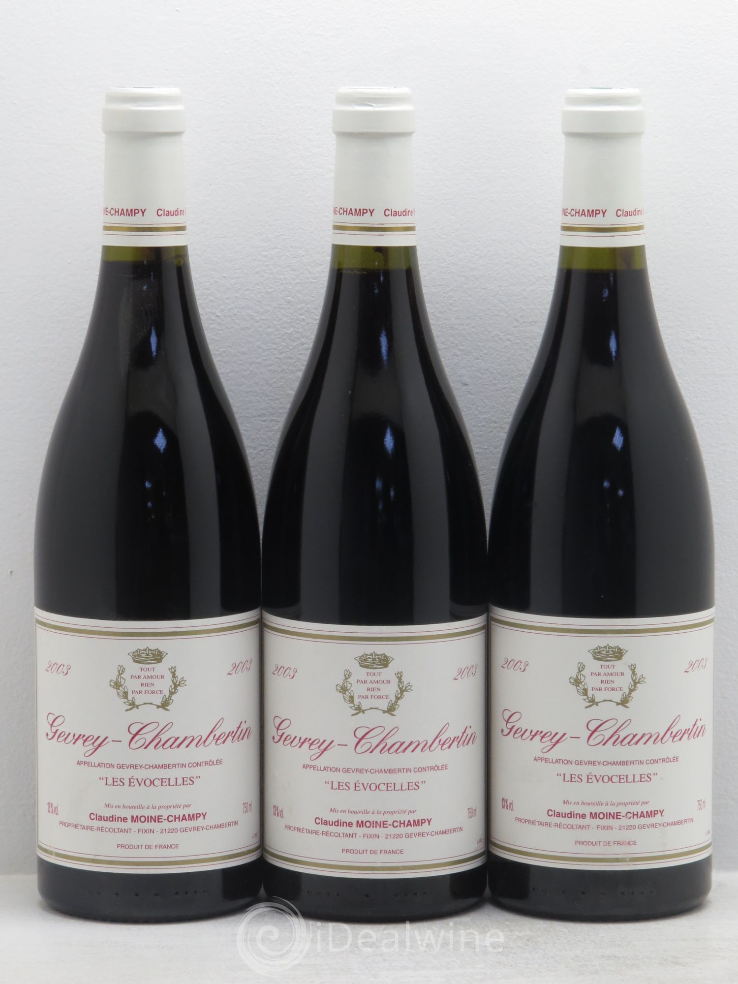 Gevrey-Chambertin Les Evocelles - Claudine Moine-Champy 2003 - Posten von 3 Flaschen - 0
