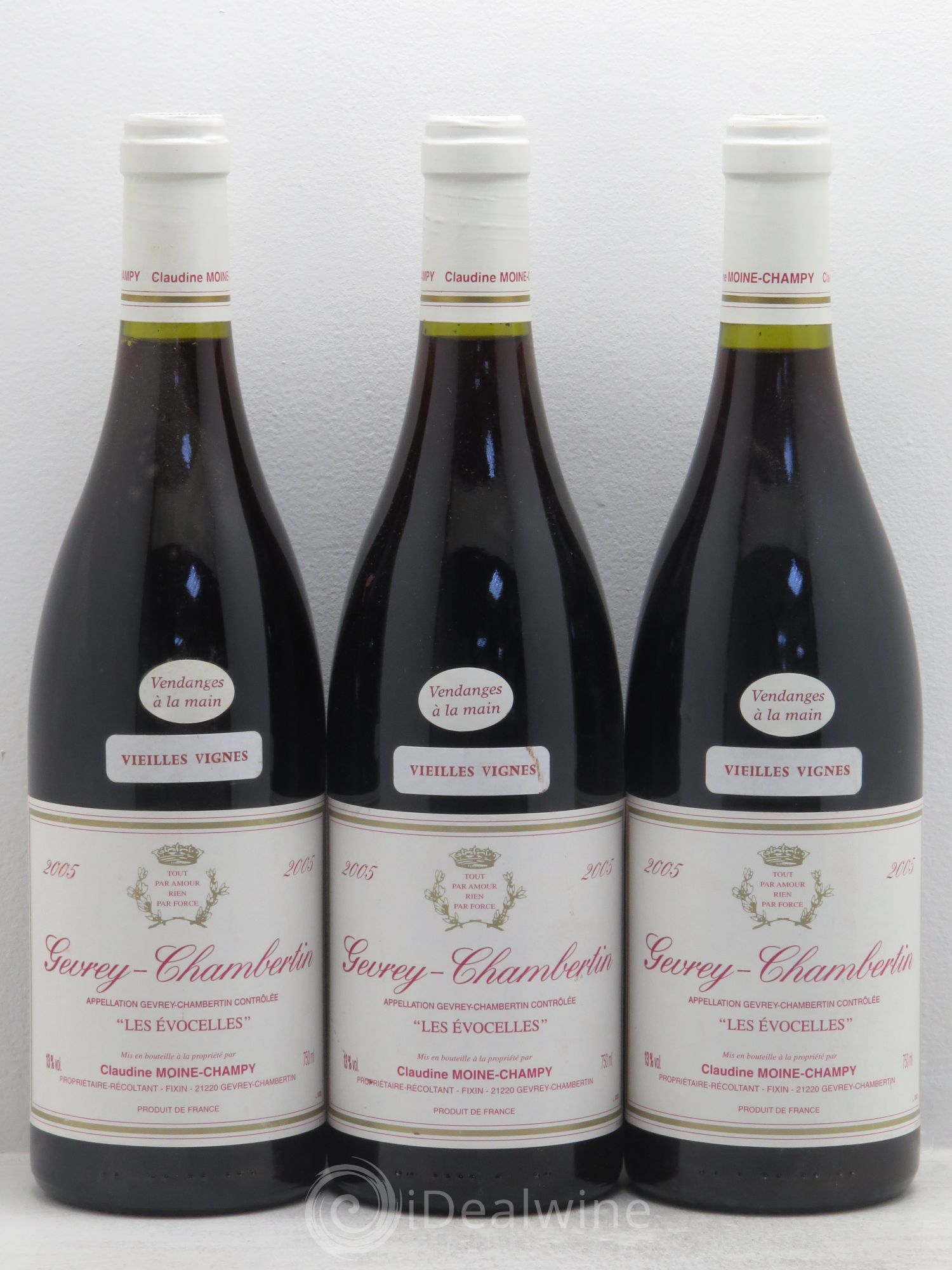 Gevrey-Chambertin Les Evocelles Vieilles Vignes - Claudine Moine-Champy 2005 - Posten von 3 Flaschen - 0