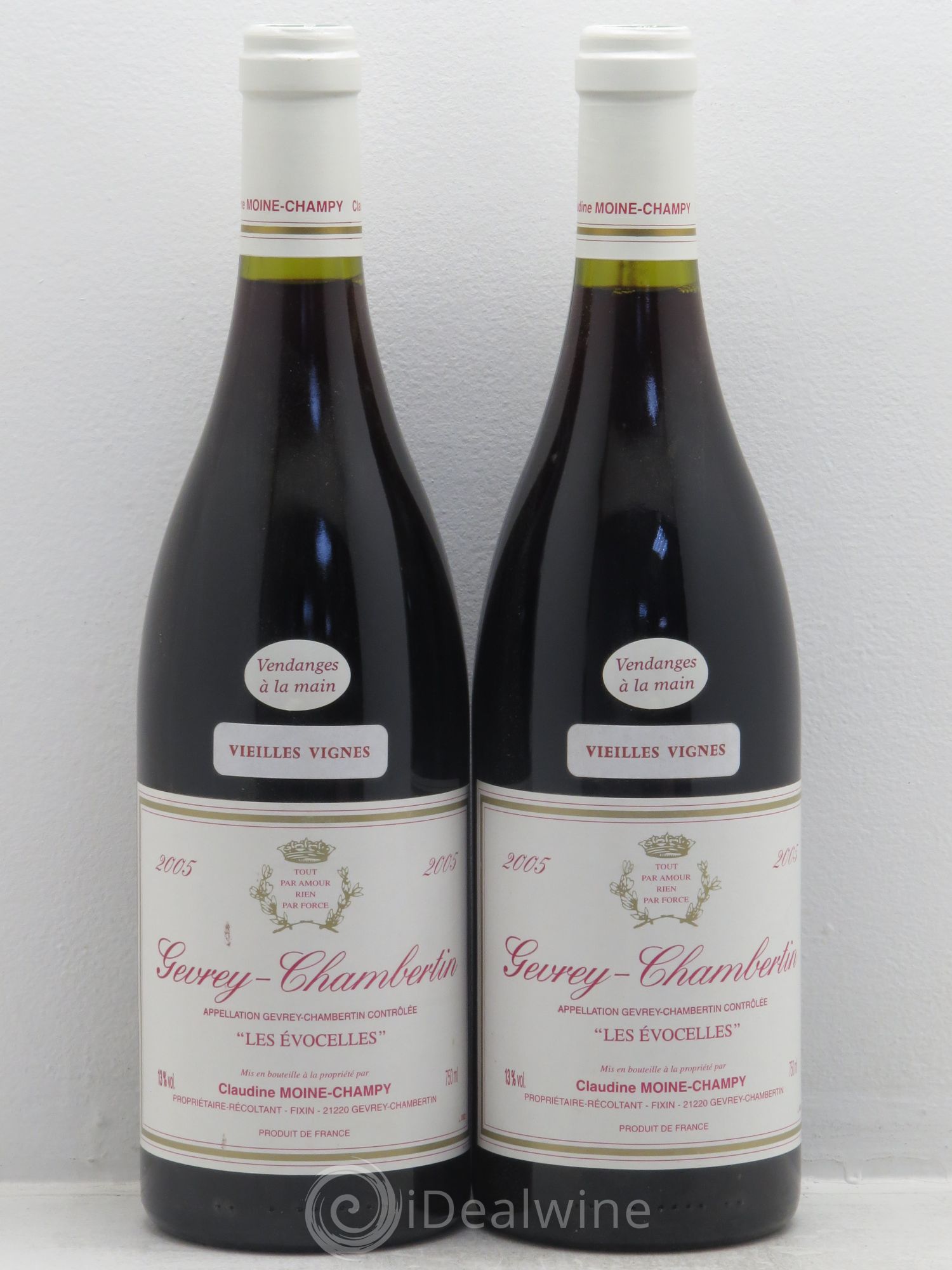 Gevrey-Chambertin Les Evocelles Vieilles Vignes - Claudine Moine-Champy 2005 - Posten von 2 Flaschen - 0