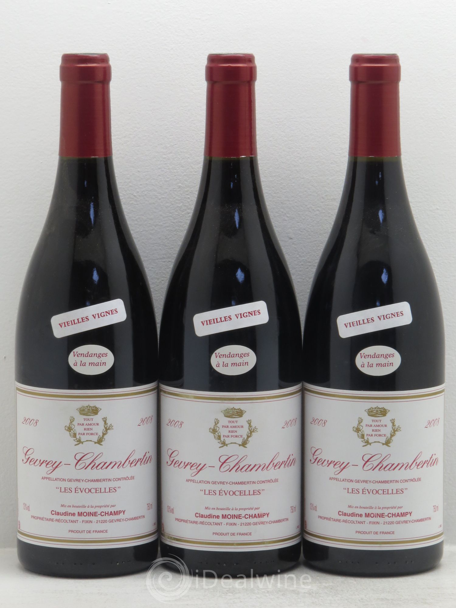 Gevrey-Chambertin Les Evocelles Vieilles Vignes - Claudine Moine-Champy 2008 - Posten von 3 Flaschen - 0