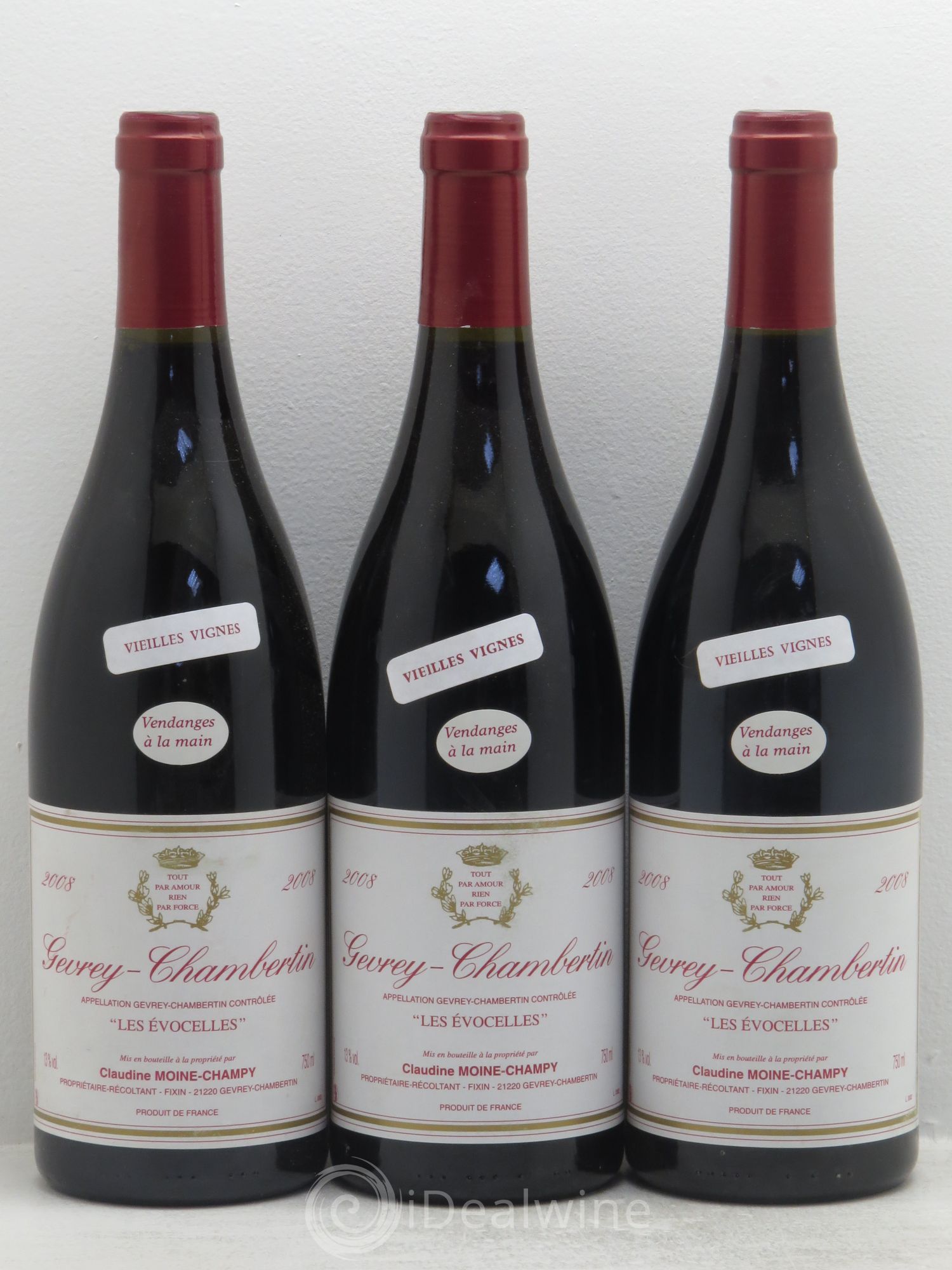 Gevrey-Chambertin Les Evocelles Vieilles Vignes - Claudine Moine-Champy 2008 - Posten von 3 Flaschen - 0