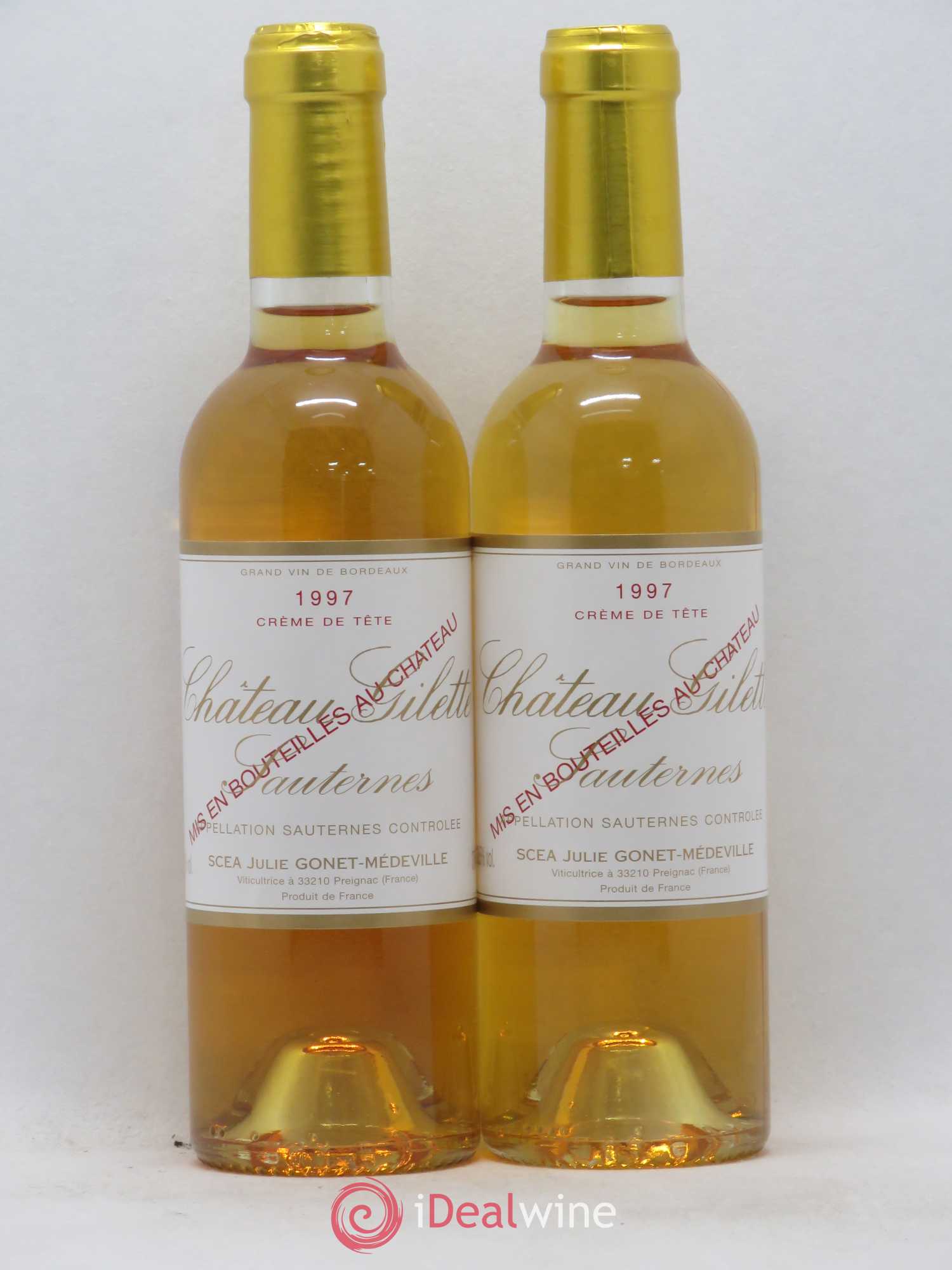 Château Gilette Crême de tête 1997 - Posten von 2 Demi-Flaschen - 0